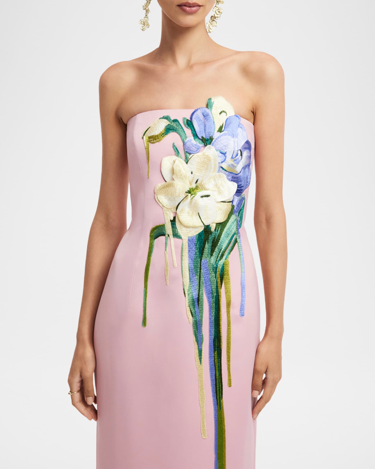 LEO LIN Rayna Embroidered Bustier Maxi Dress | Neiman Marcus