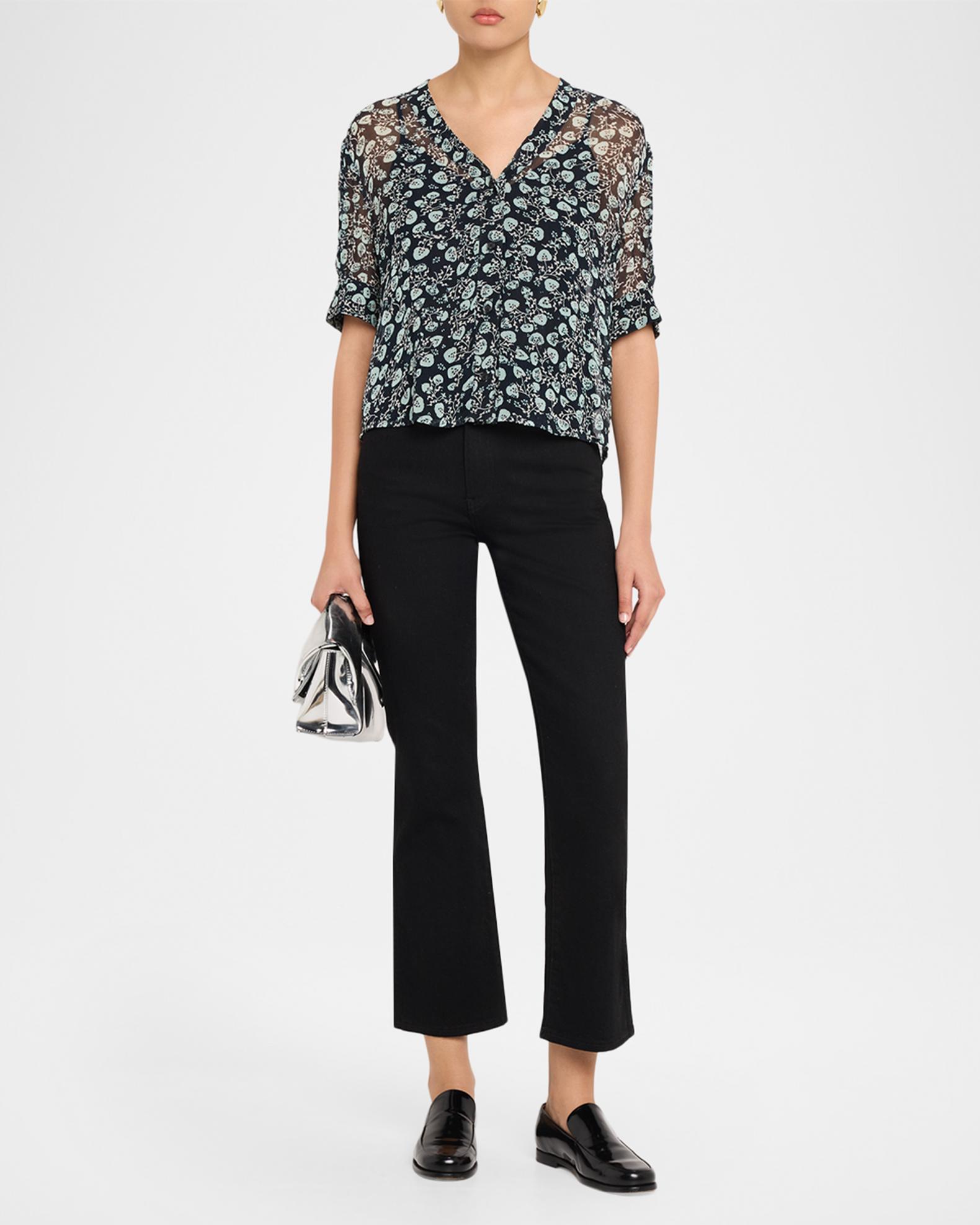 rag & bone Taylor Floral Sheer Short-Sleeve Top | Neiman Marcus