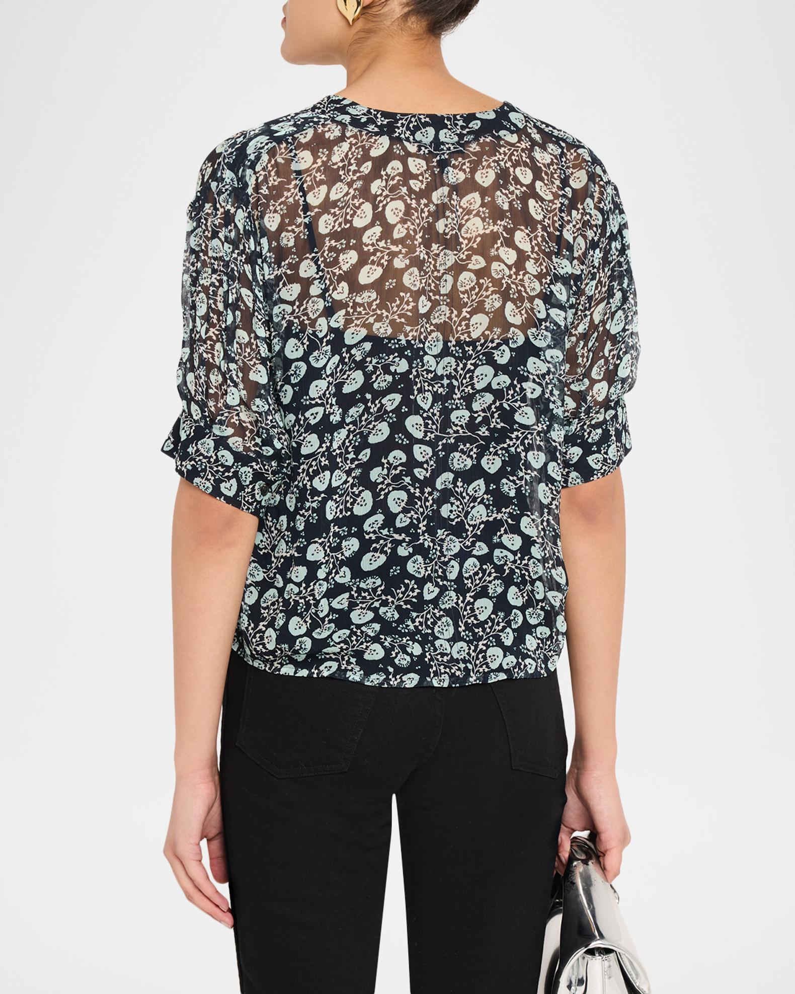 rag & bone Taylor Floral Sheer Short-Sleeve Top | Neiman Marcus