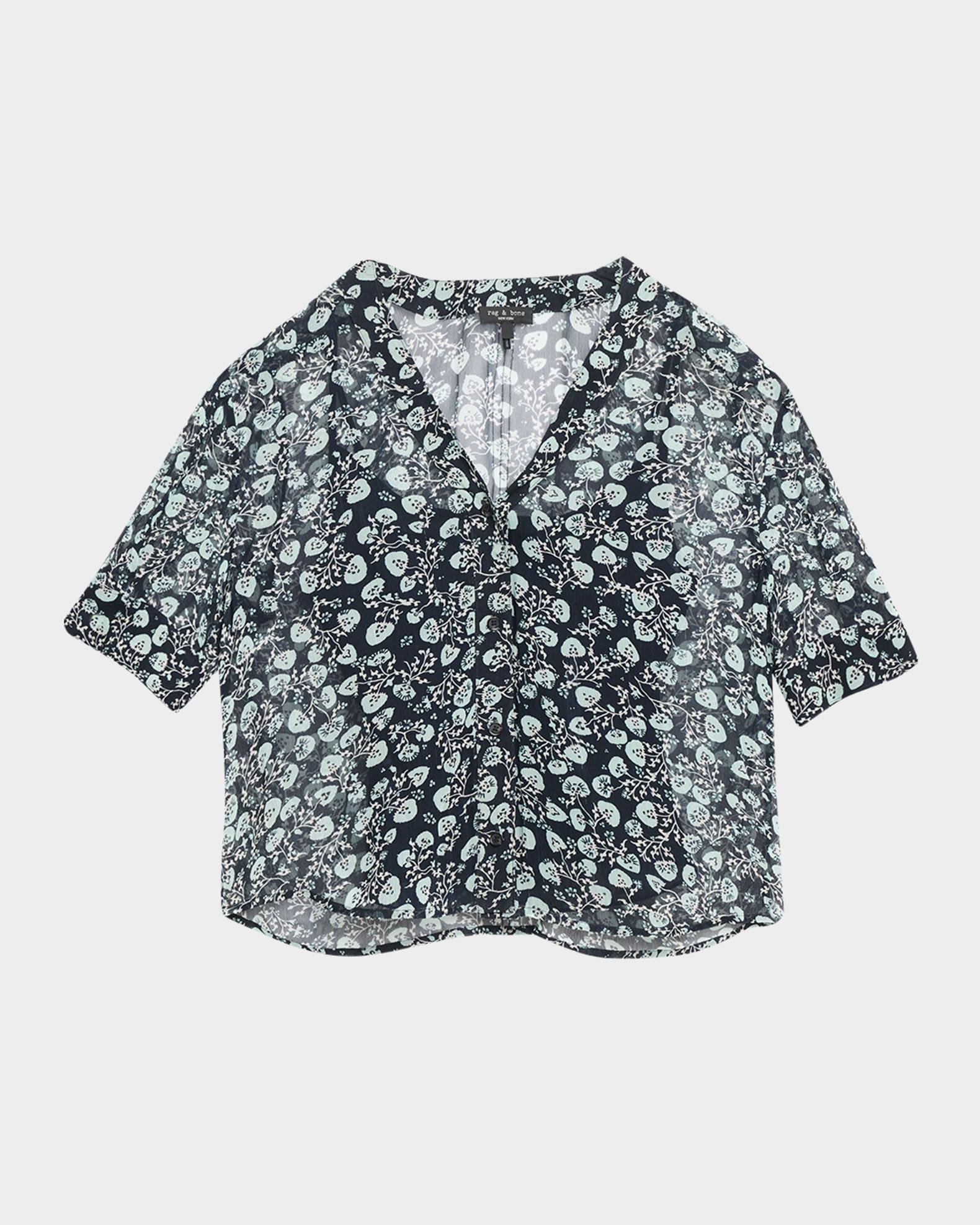 rag & bone Taylor Floral Sheer Short-Sleeve Top | Neiman Marcus