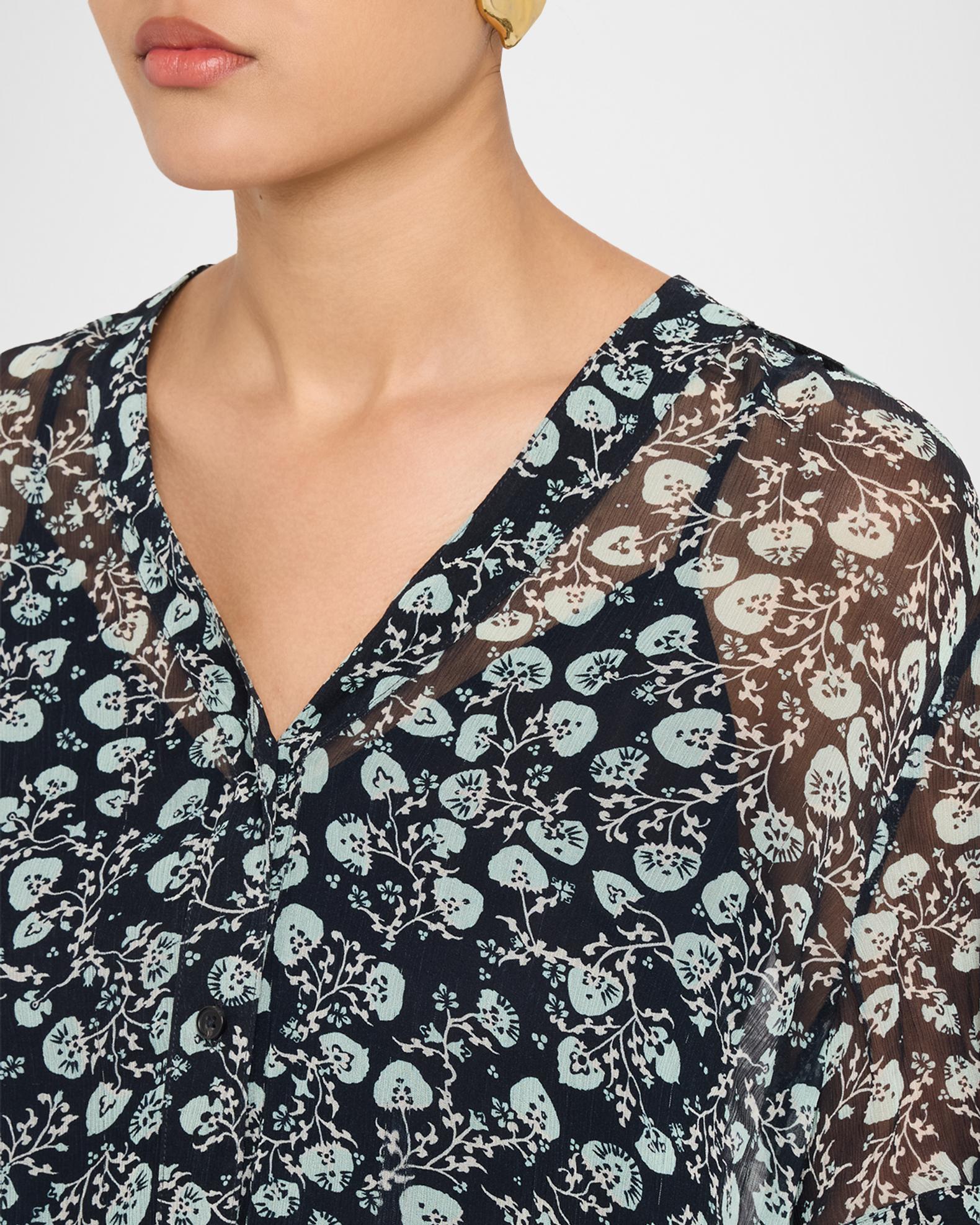 rag & bone Taylor Floral Sheer Short-Sleeve Top | Neiman Marcus