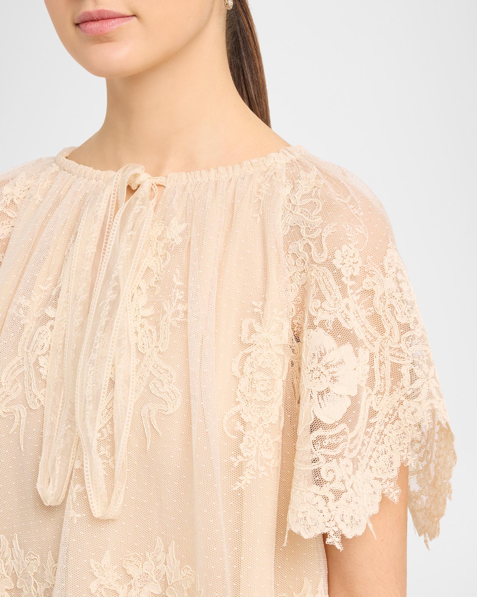 Zimmermann Luna Floral Lace Flutter-Sleeve Blouse | Neiman Marcus