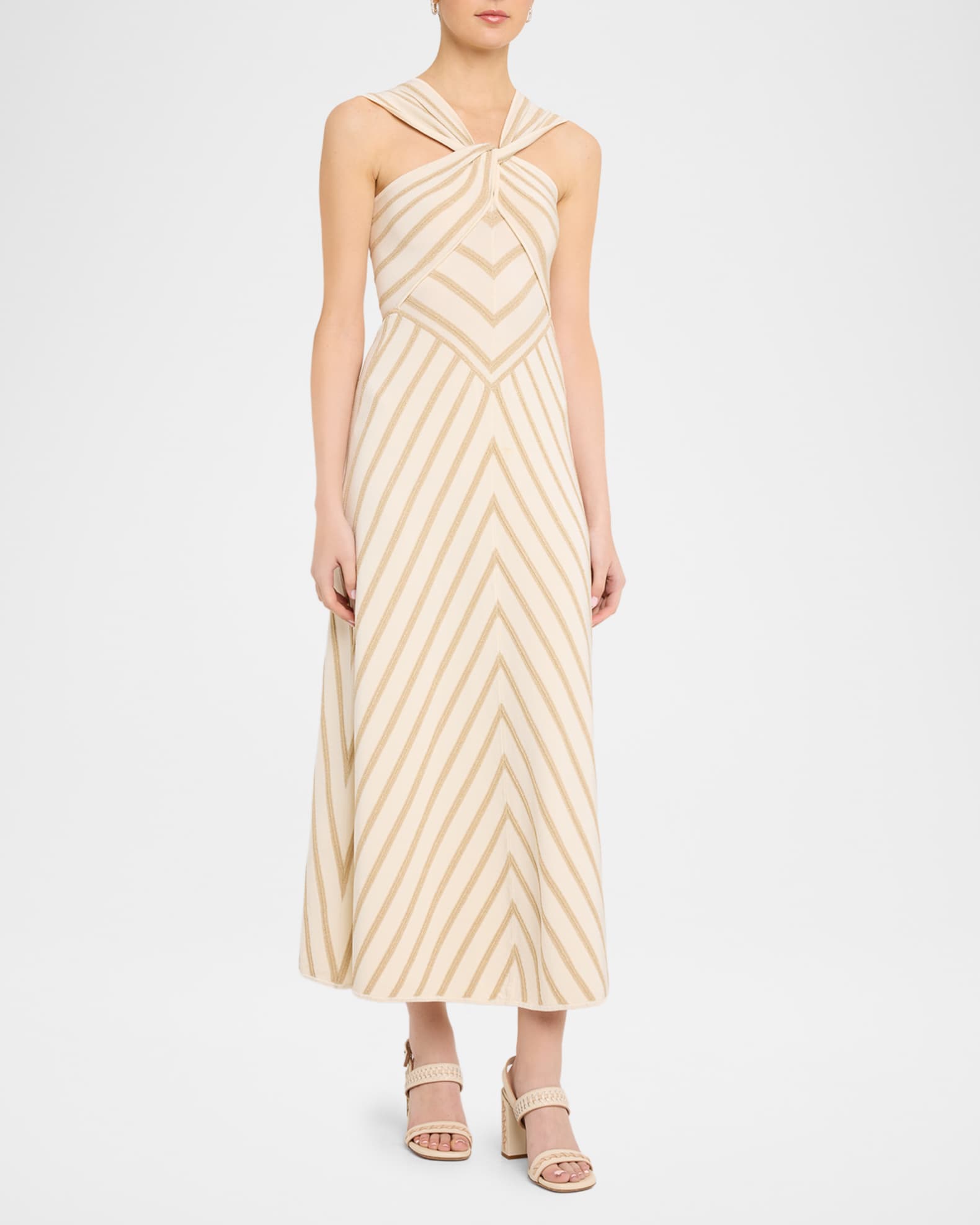 knee length dresses for ladies Zimmermann Tallow Halter Midi Dress, Black Multi Floral, Size 2, 100% Linen