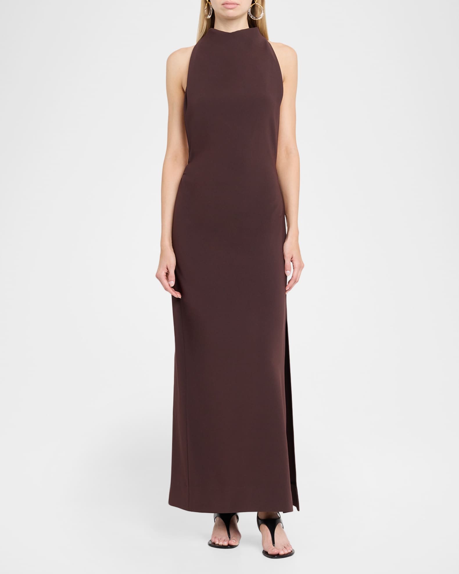 proenza schouler open back draped crepe maxi dress Proenza Schouler Women's Selena Double-Face Crepe Maxi Dress - Dark Brown