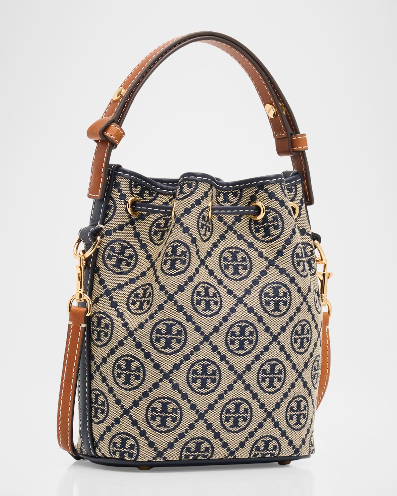 Tory Burch T Monogram Mini Jacquard Bucket Bag | Neiman Marcus