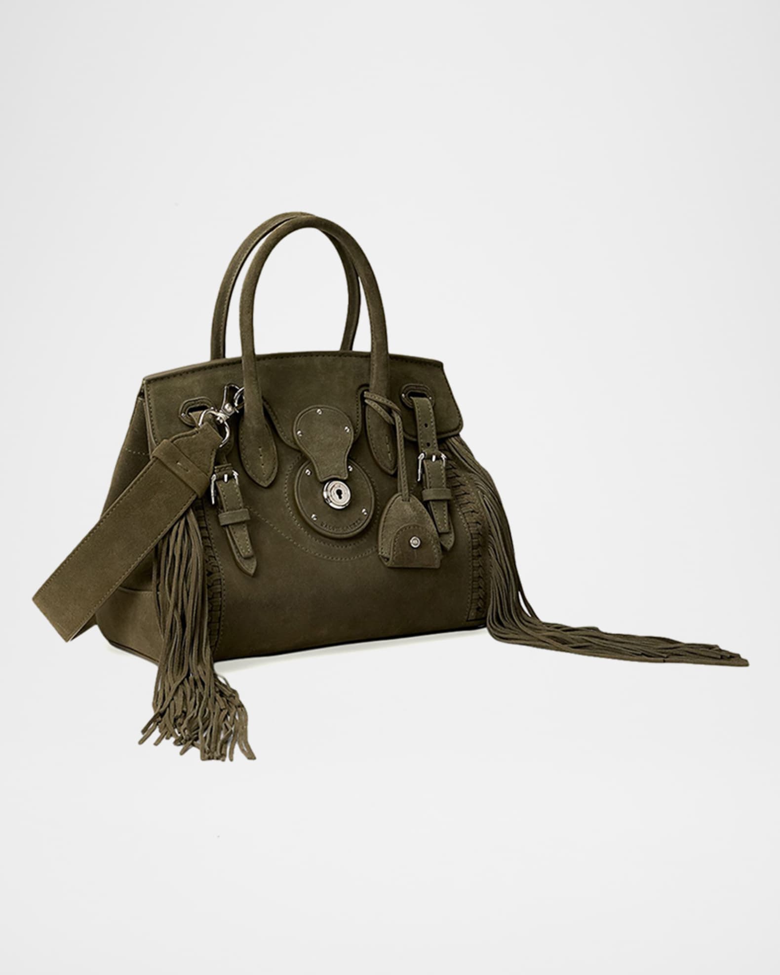 Ralph Lauren Collection Soft Ricky 27 Fringe-Trim Suede Shoulder