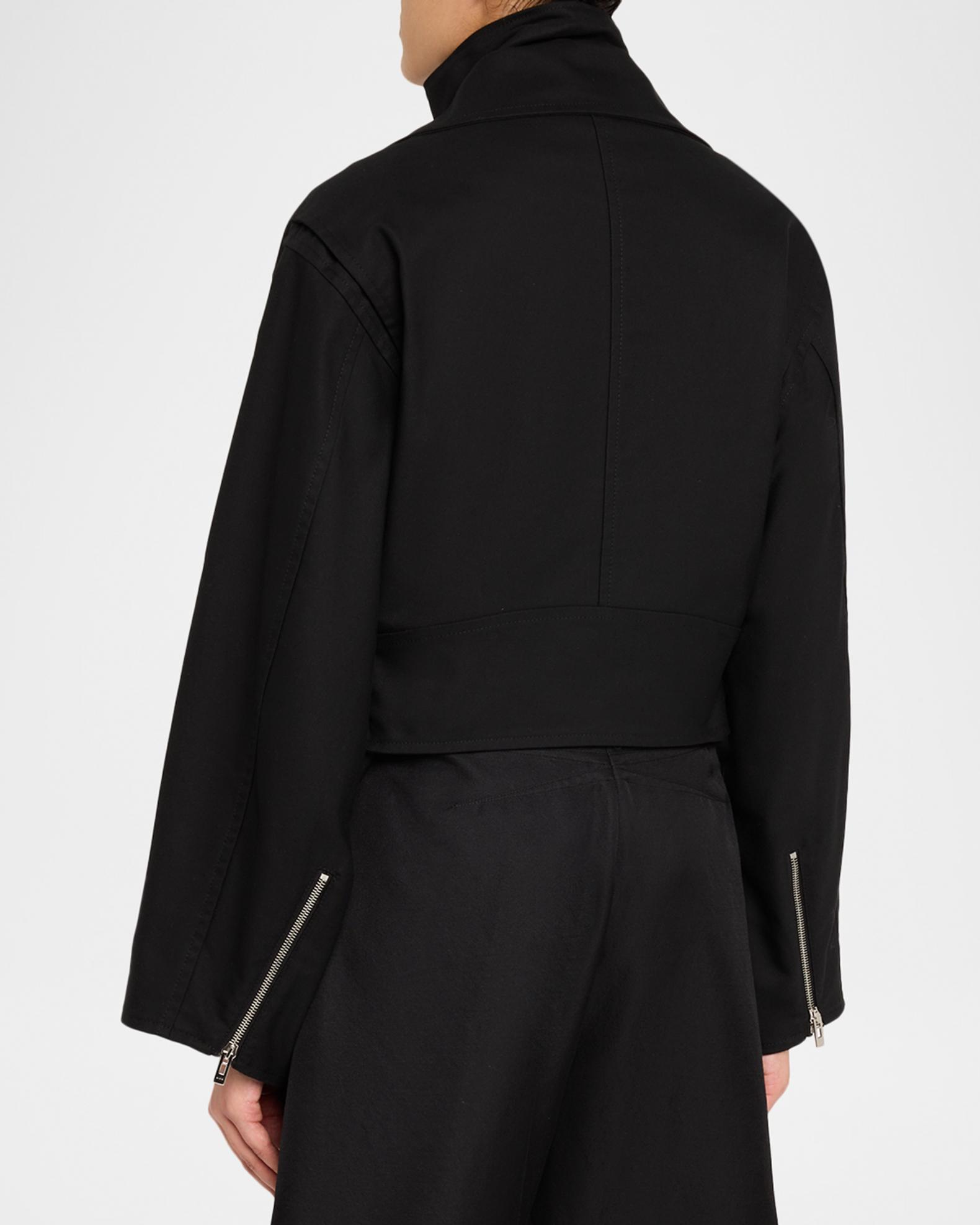 ALAÏA Layered Cotton Biker Jacket | Neiman Marcus