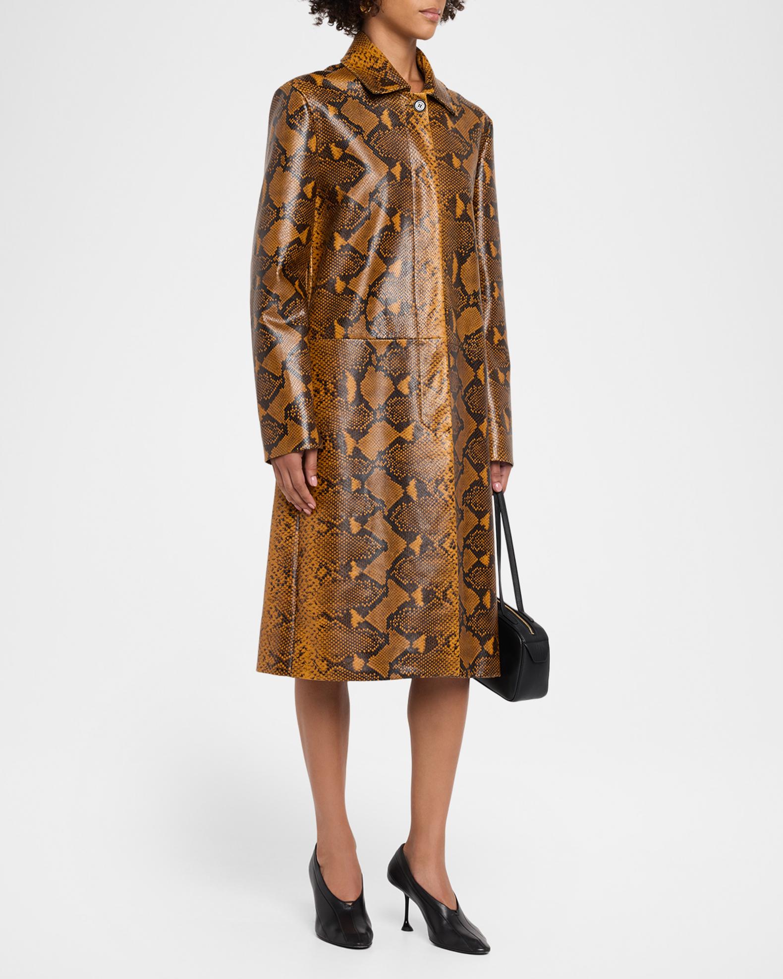 Proenza Schouler Leticia Python-Printed Leather Coat | Neiman Marcus