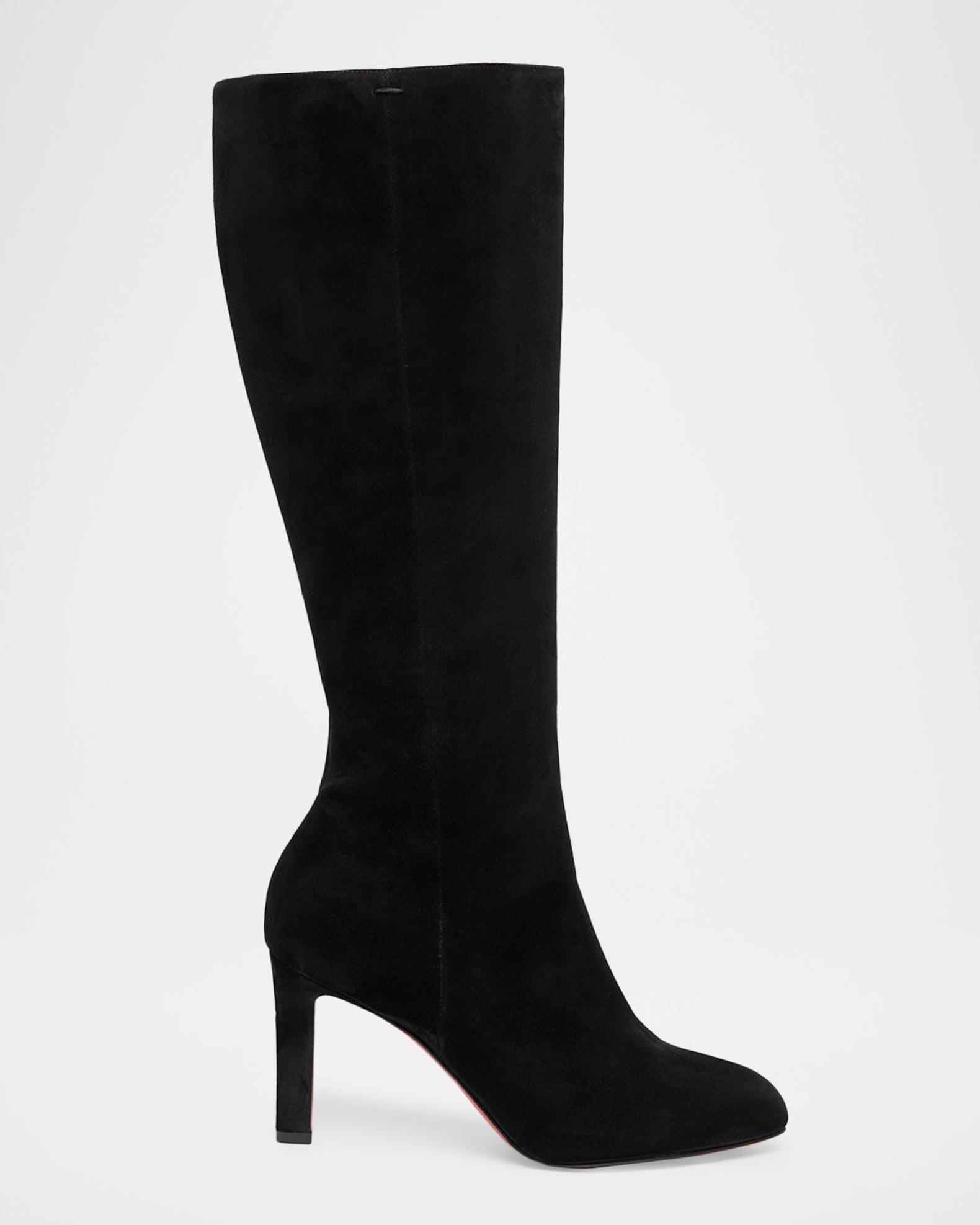 Christian Louboutin 85mm Fannylove Suede Knee-High Boots | Neiman