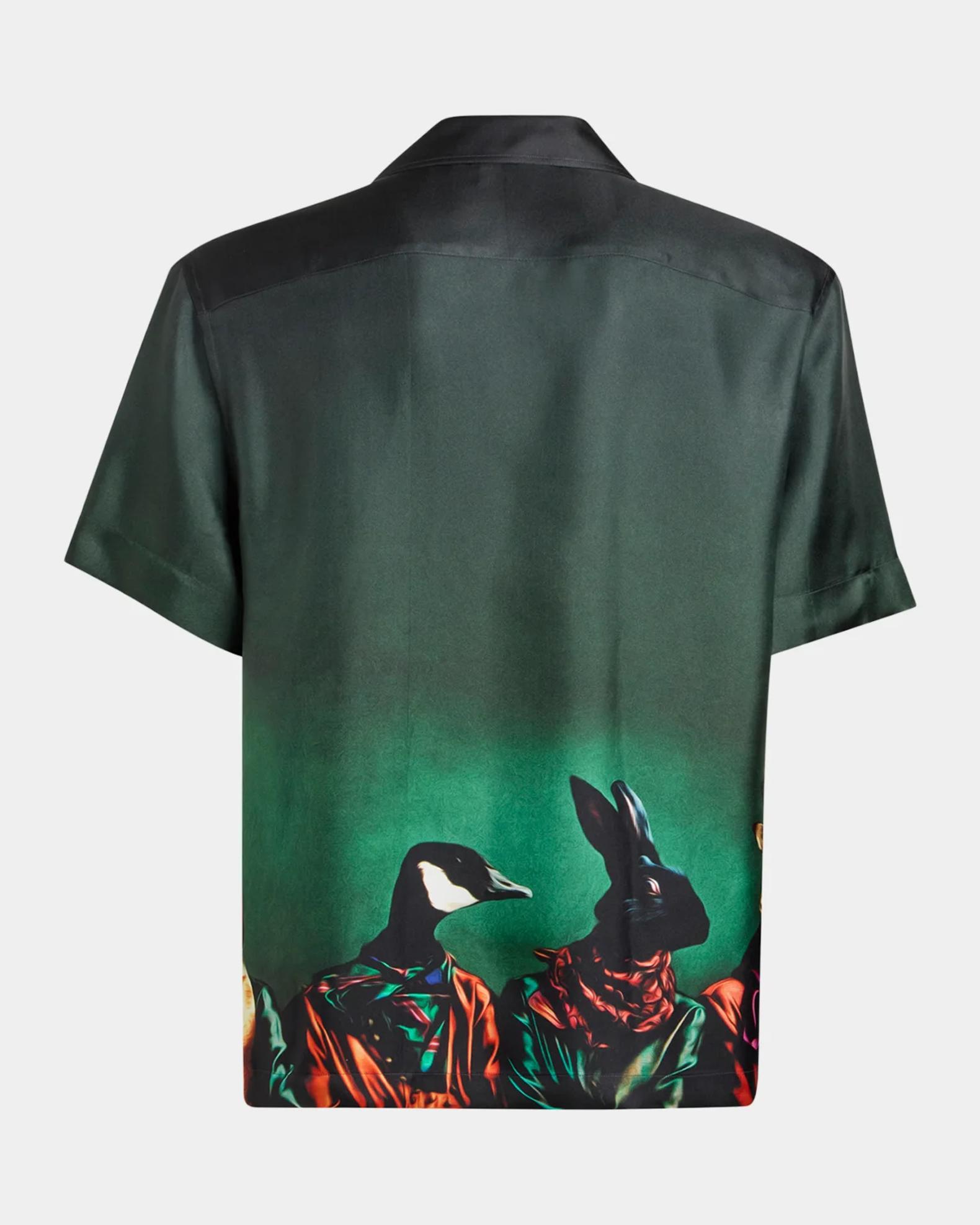 ETRO MENS ワイルドフラワーシャツ Etro Men's Silk Wildlife Graphic Short-Sleeve Shirt | Neiman Marcus
