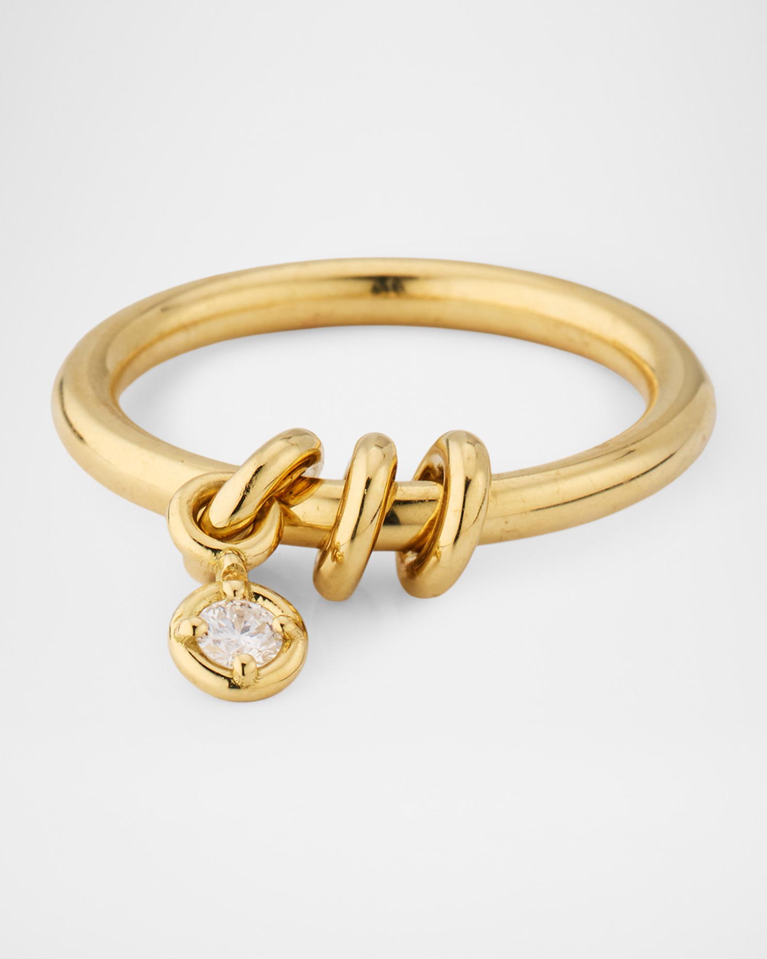 Spinelli Kilcollin Pia Round Diamond Yellow Gold Ring | Neiman Marcus