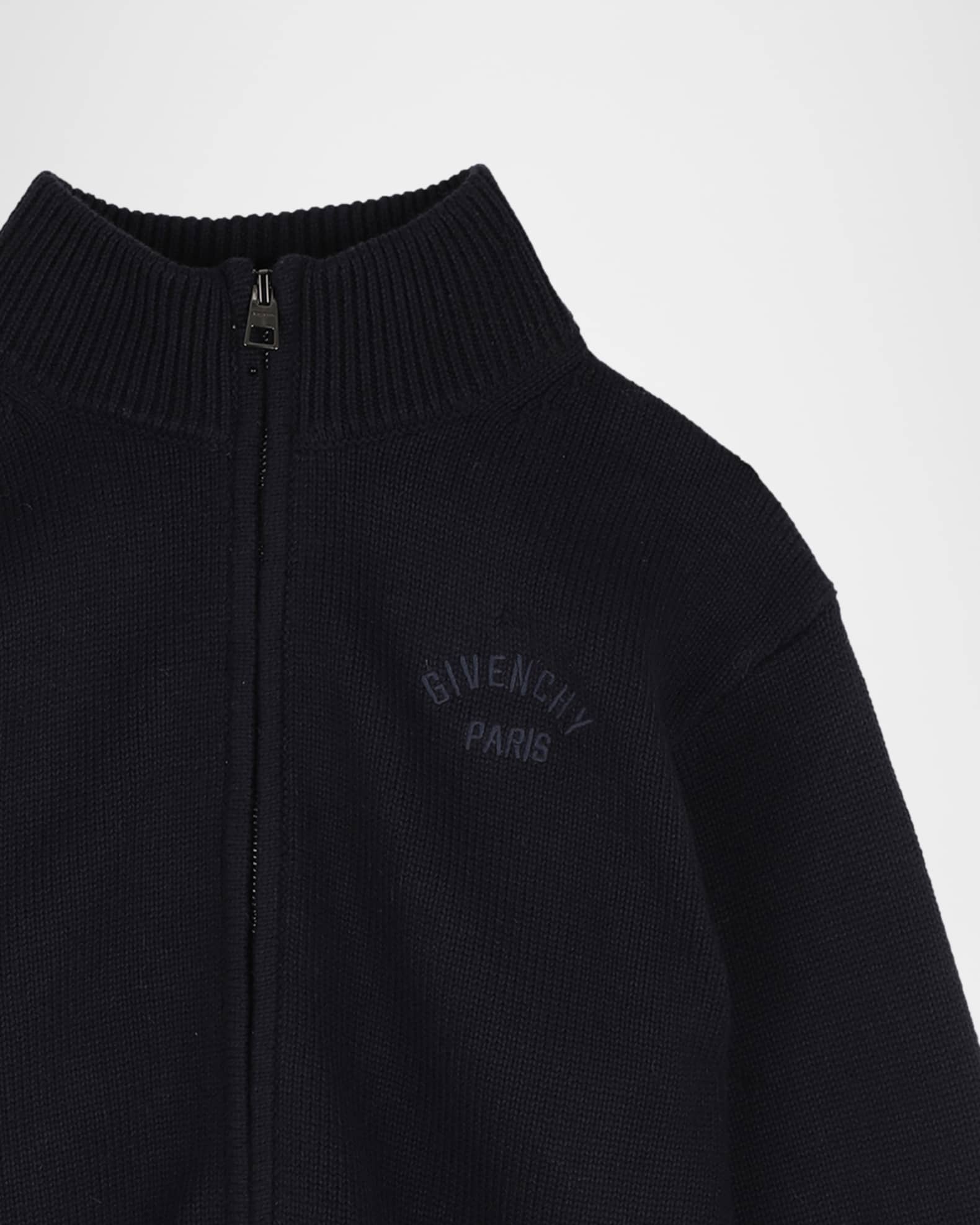 Givenchy Boy's Logo Cotton-Cashmere Knit Cardigan, Size 8-12