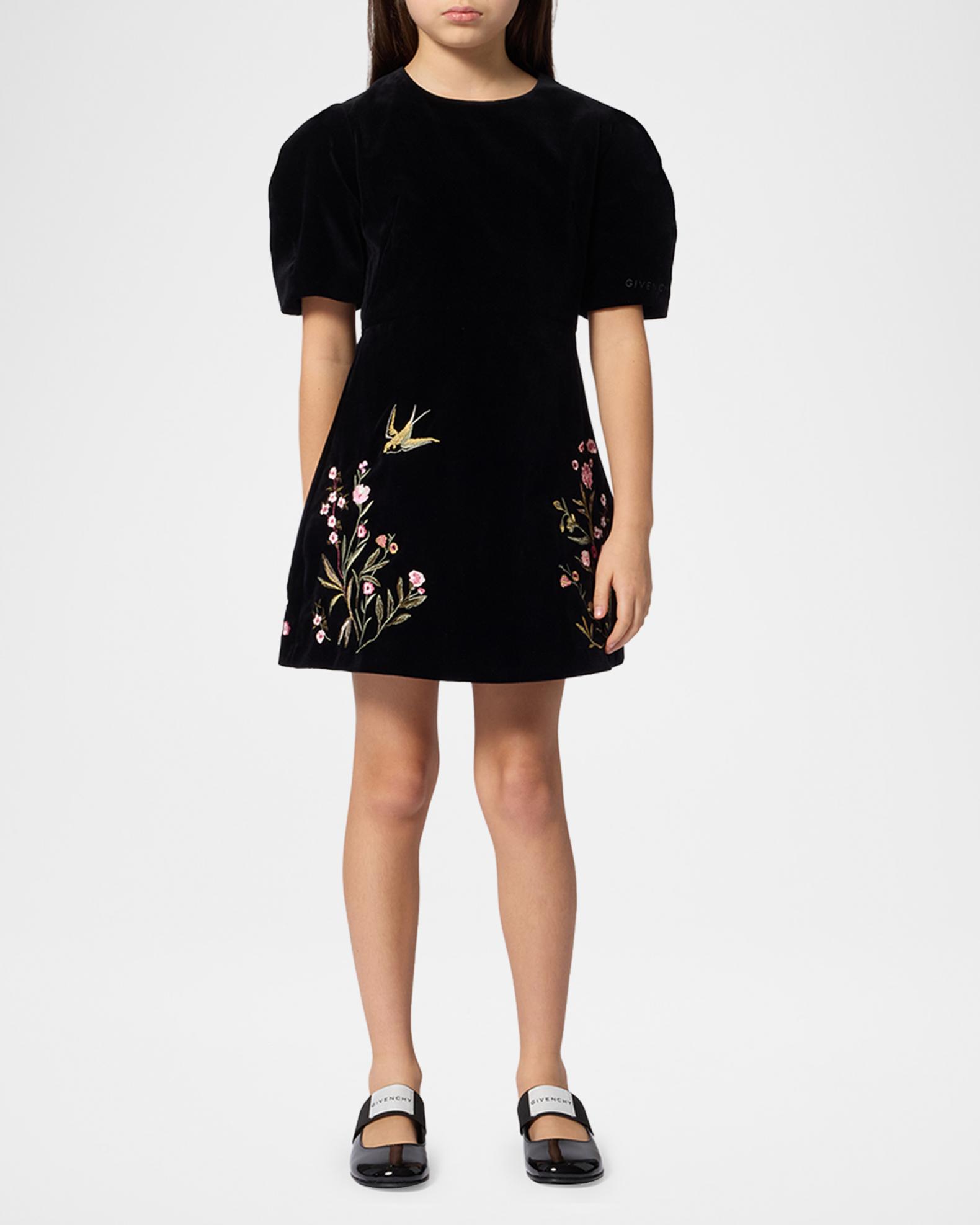 black givenchy lace and velvet mini dress Girl's Floral-Embroidered Dress, Size 4-6 the little black dress
