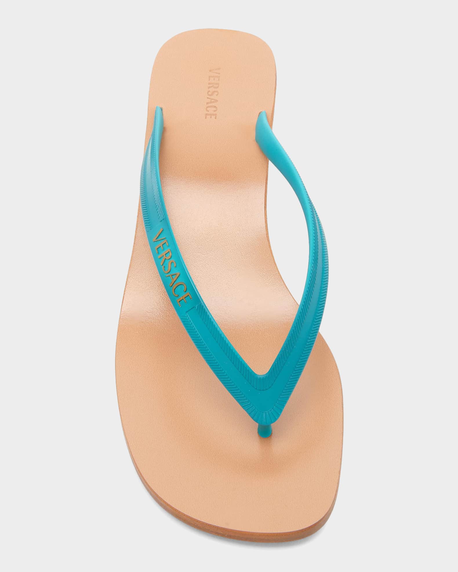 Versace 40mm Logo Jelly Thong Sandals | Neiman Marcus