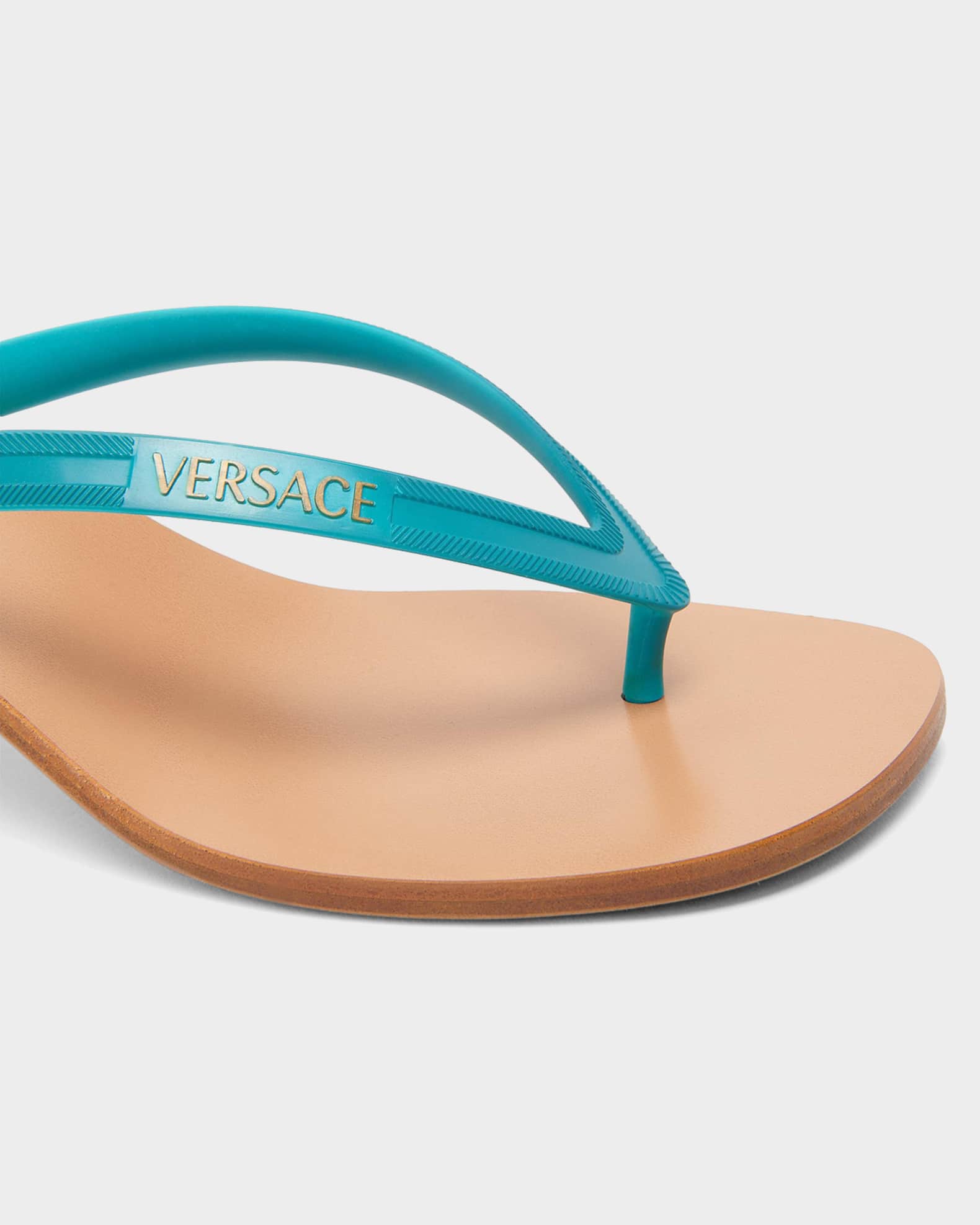 Versace 40mm Logo Jelly Thong Sandals | Neiman Marcus