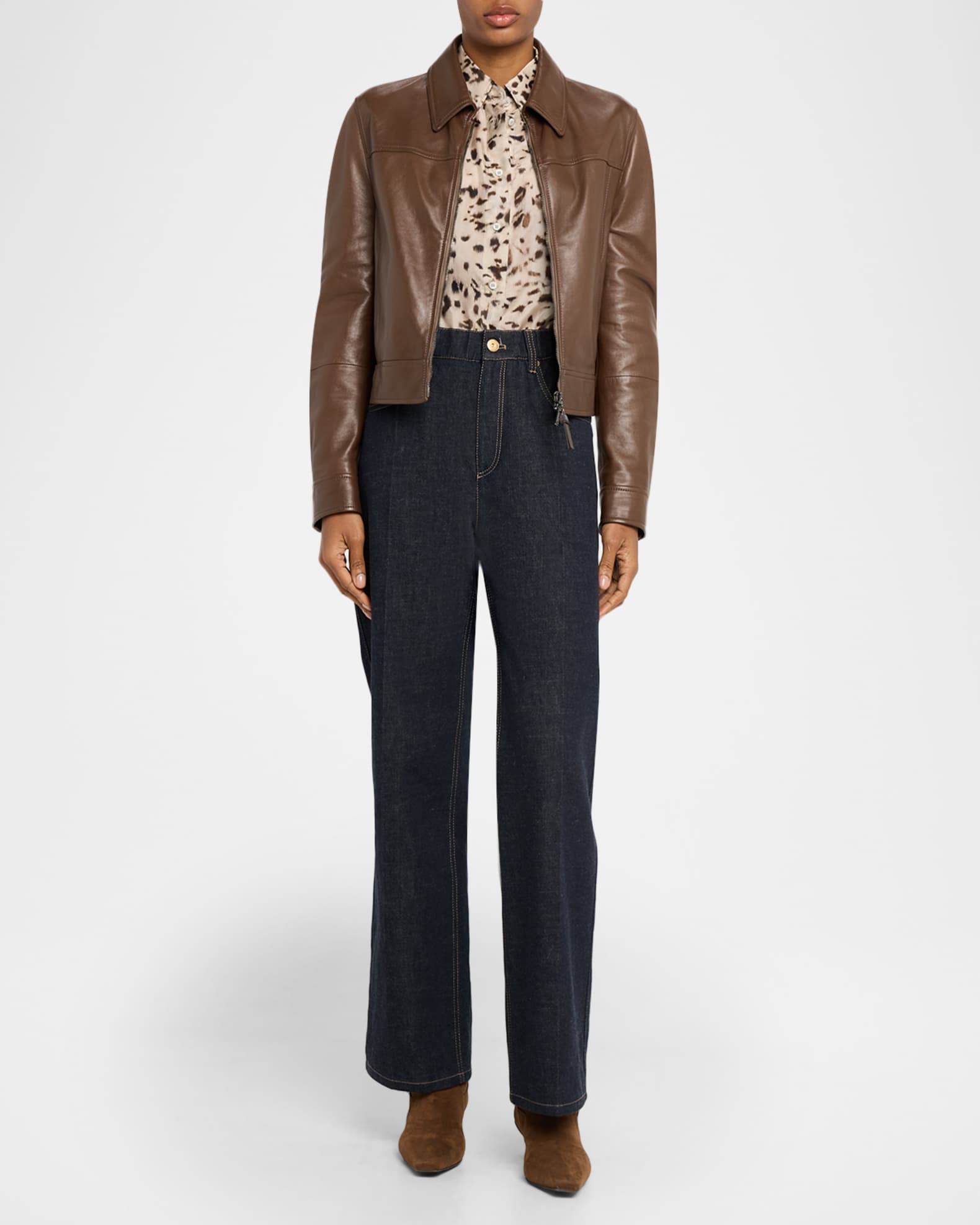 【BRUNELLO CUCINELLI】イタリア デニムワイドパンツ モニーレ Brunello Cucinelli Wide-Leg Denim Pants | Neiman Marcus