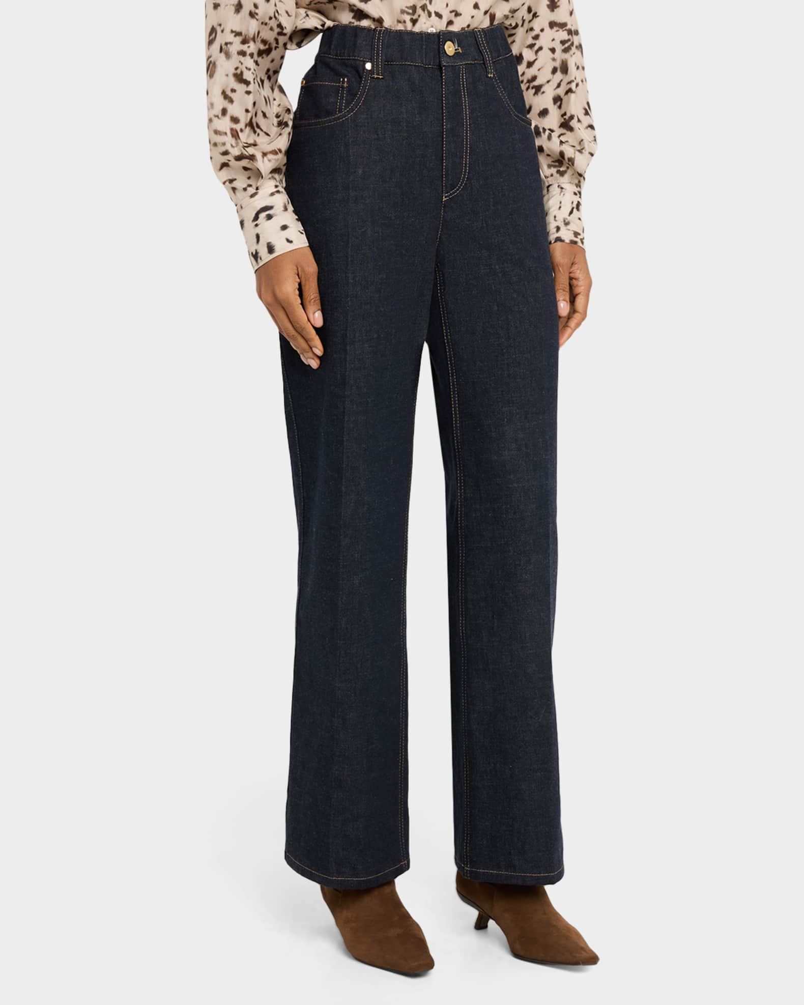 Brunello Cucinelli Wide-Leg Denim Pants | Neiman Marcus