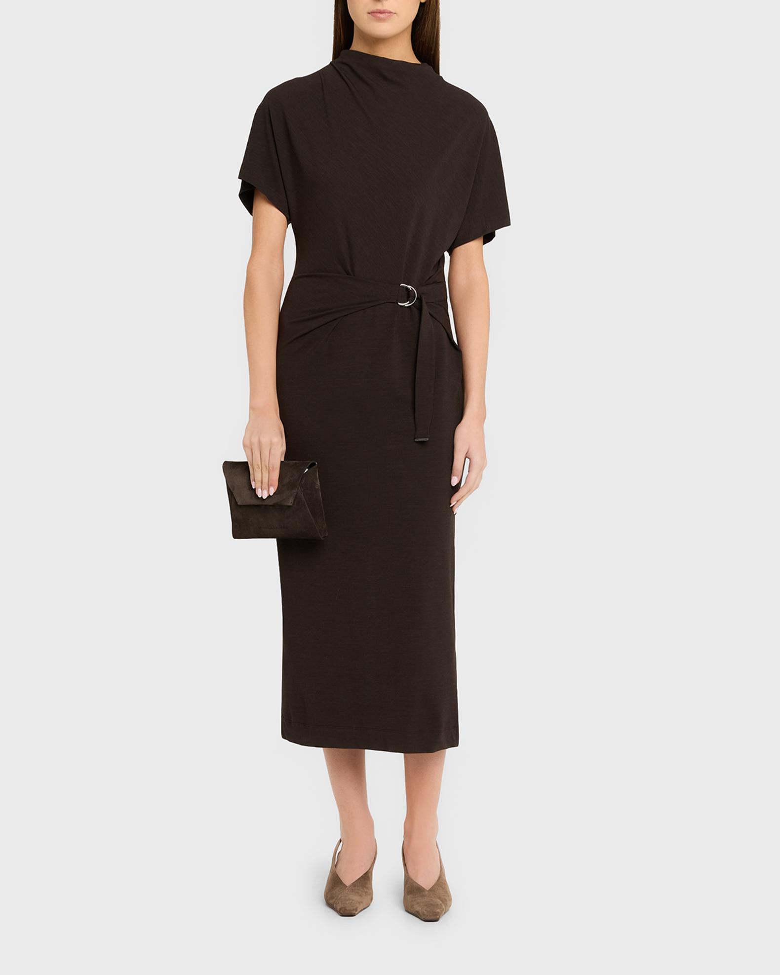 Brunello Cucinelli Wrap-Waist Midi Dress w/ Monili | Neiman Marcus