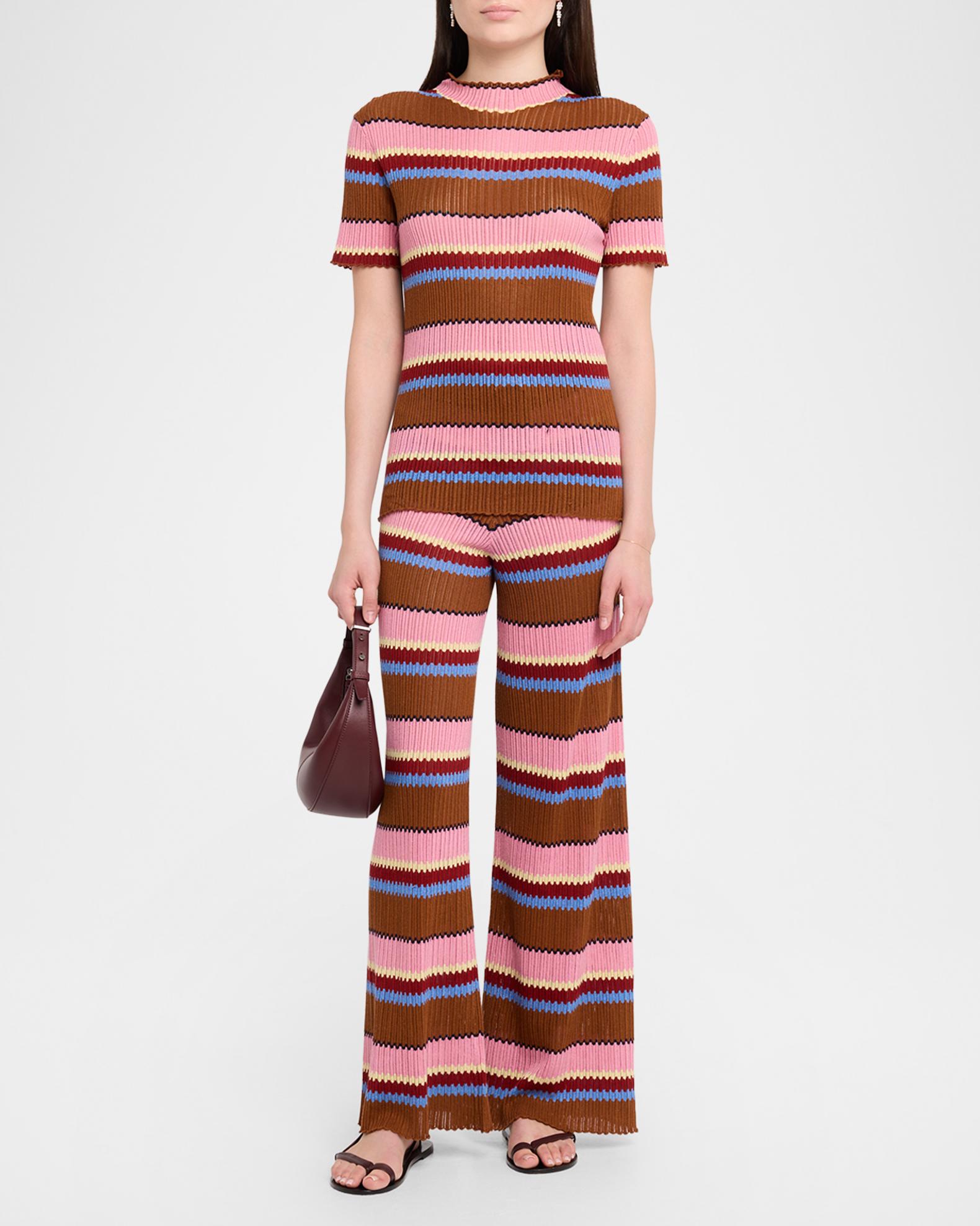 Guest in Residence Palazzo Rib Striped Top | Neiman Marcus
