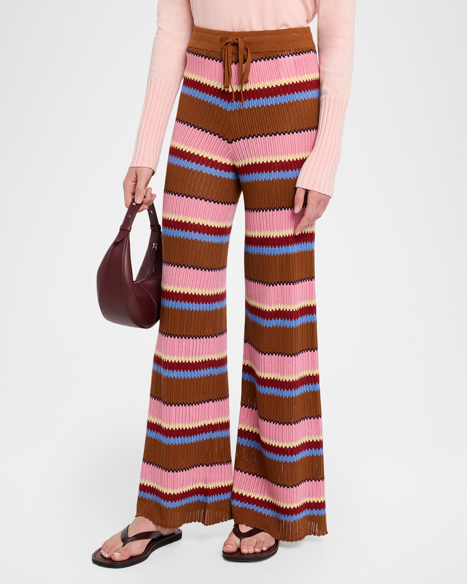 Guest in Residence Palazzo Rib Striped Pants | Neiman Marcus