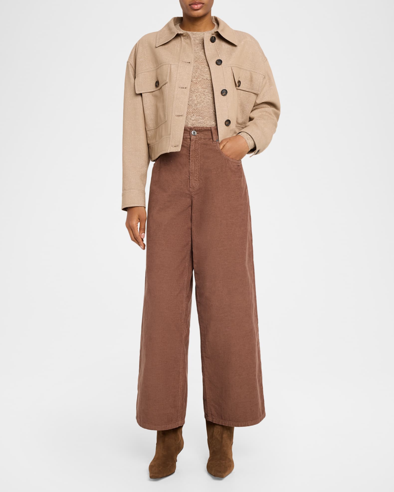 Brunello Cucinelli Silk-Alpaca Open-Knit Crewneck Sweater | Neiman