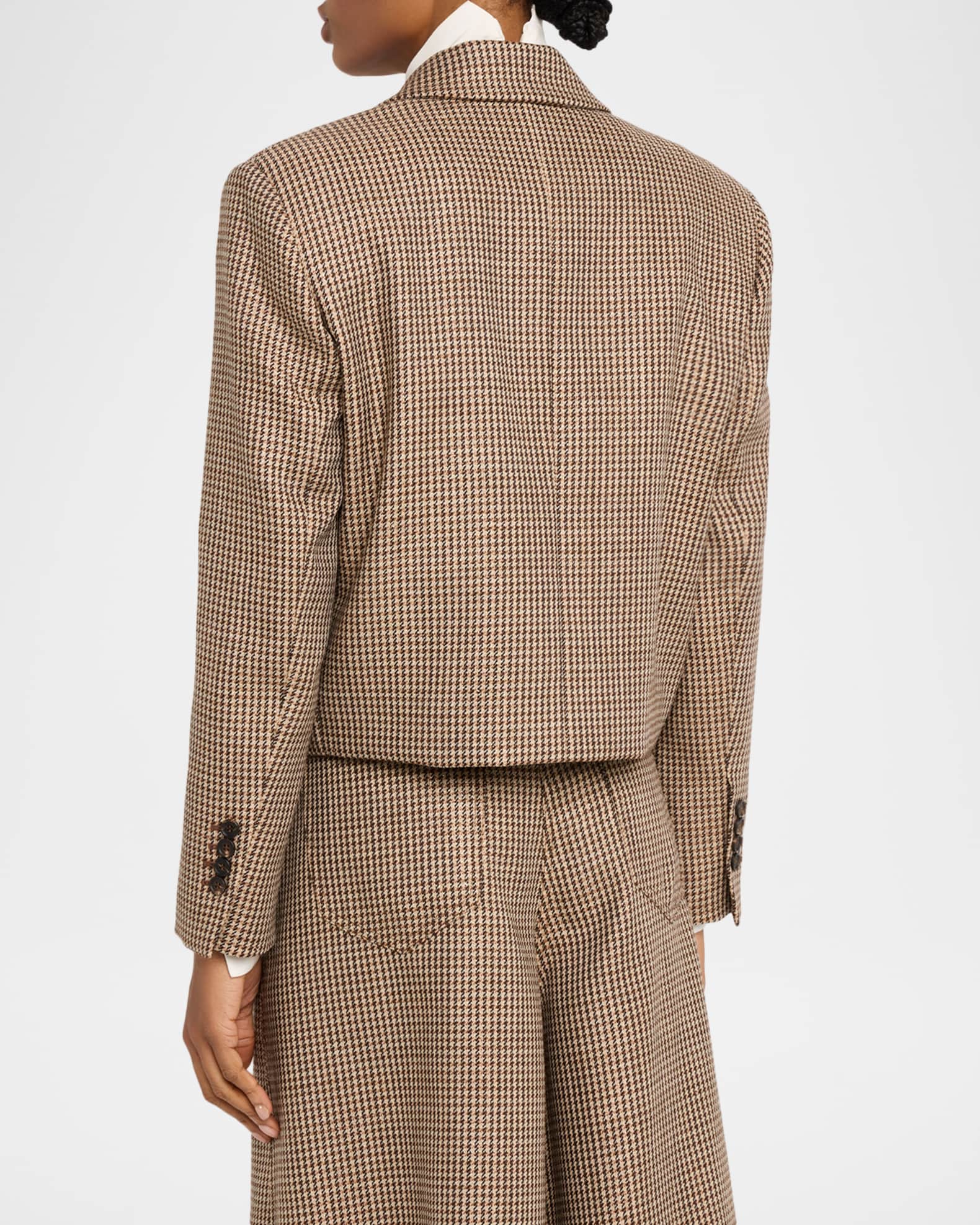 Brunello Cucinelli Wool-Blend Houndstooth Cropped Sport Jacket