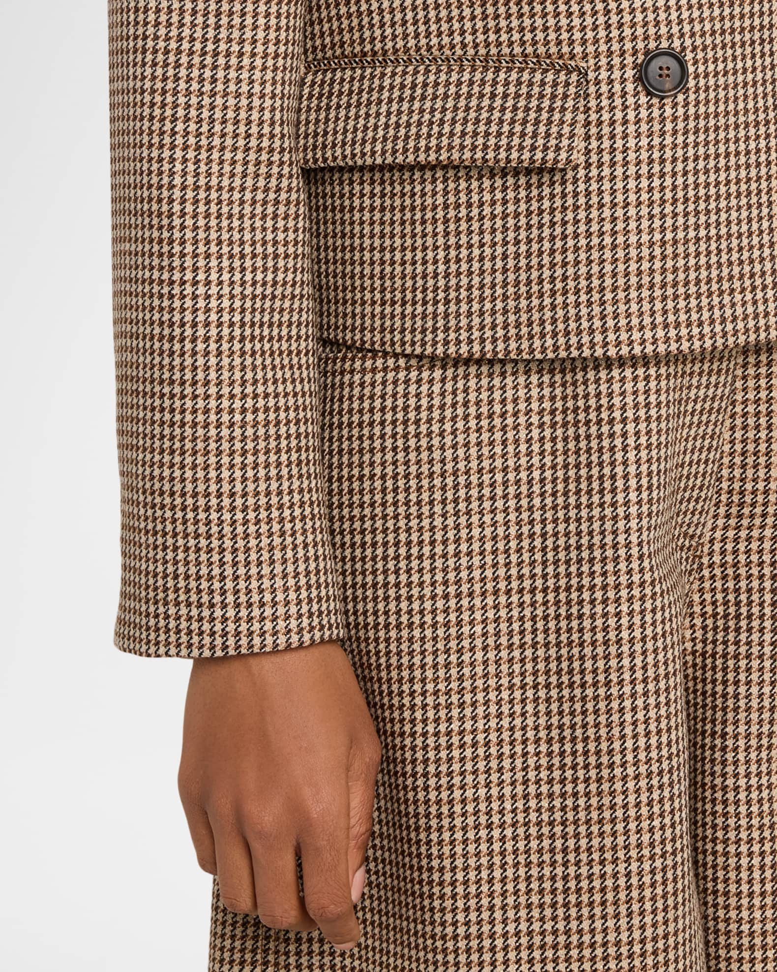 BRUNELLO CUCINELLI ベージュ チェック柄 ビジネスジャケット Brunello Cucinelli Wool-Blend Houndstooth Cropped Sport Jacket