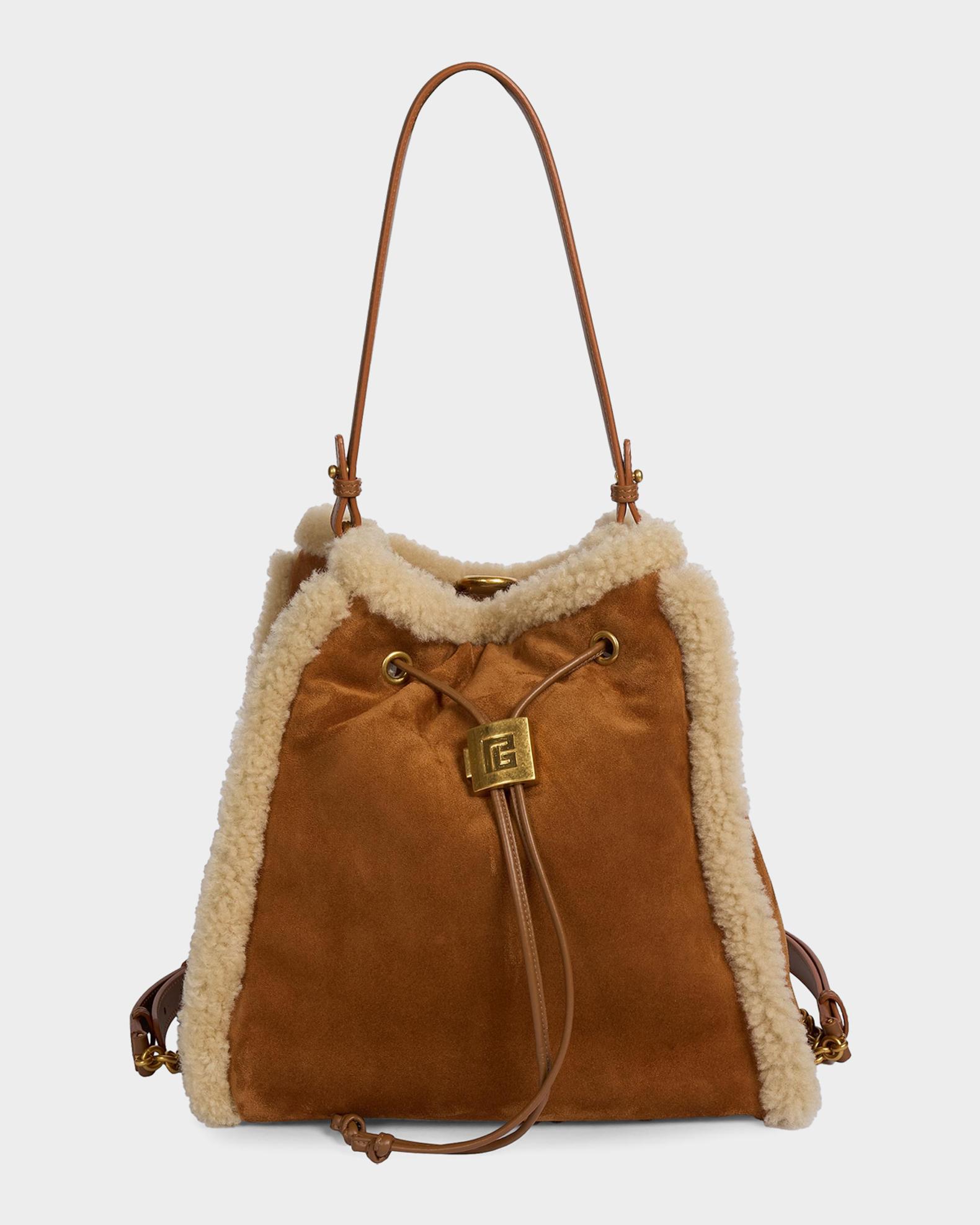 balmain leather backpack Logo - Joseph textured genuine leather * Striking gold finishes and details referencing the brands tradition * Timeless black color matches every outfit * Exceptional form and comfortable usability Balmain Pulse Shearling-Trim Suede Backpack,