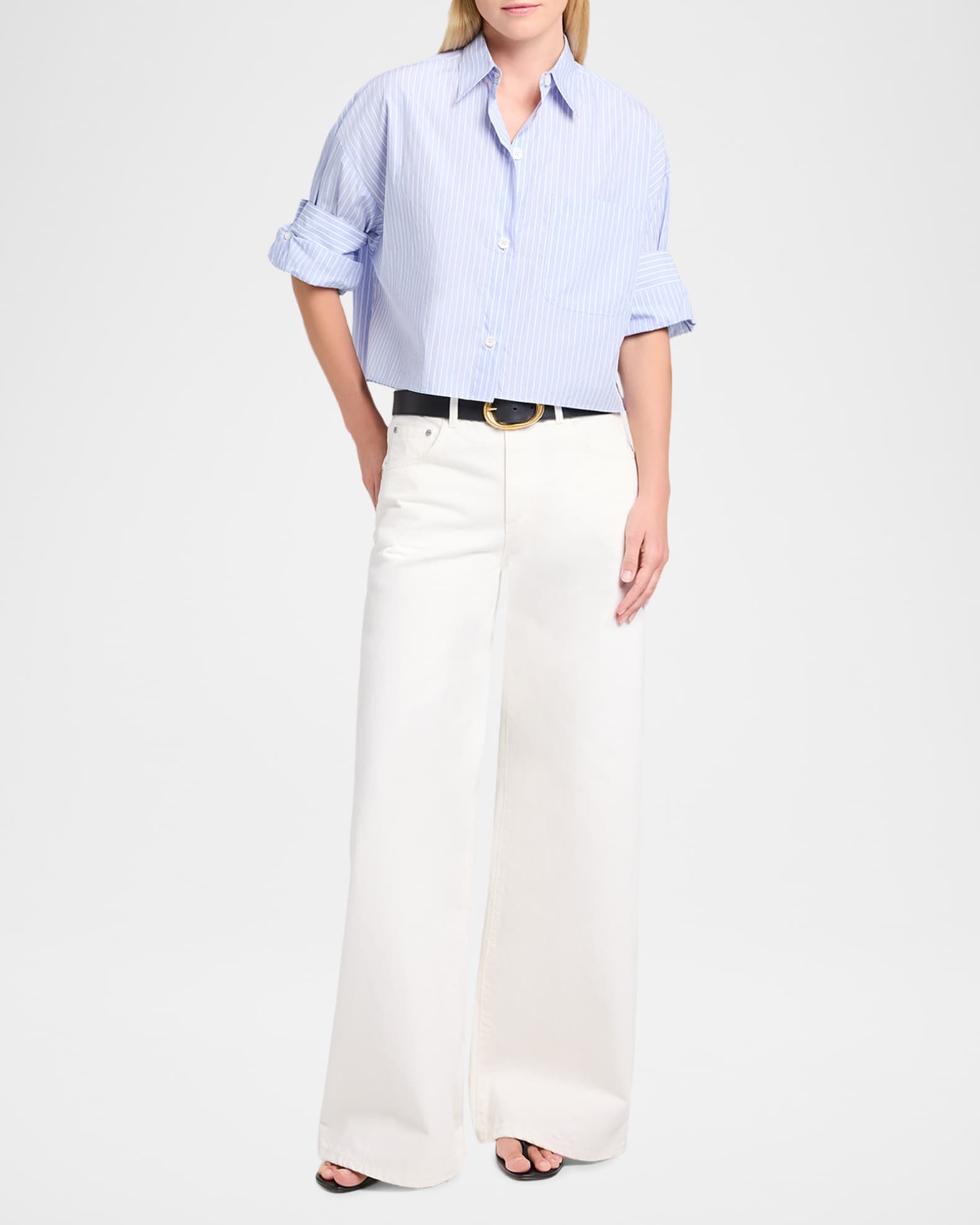 TWP Next Ex Striped Cropped Shirt | Neiman Marcus
