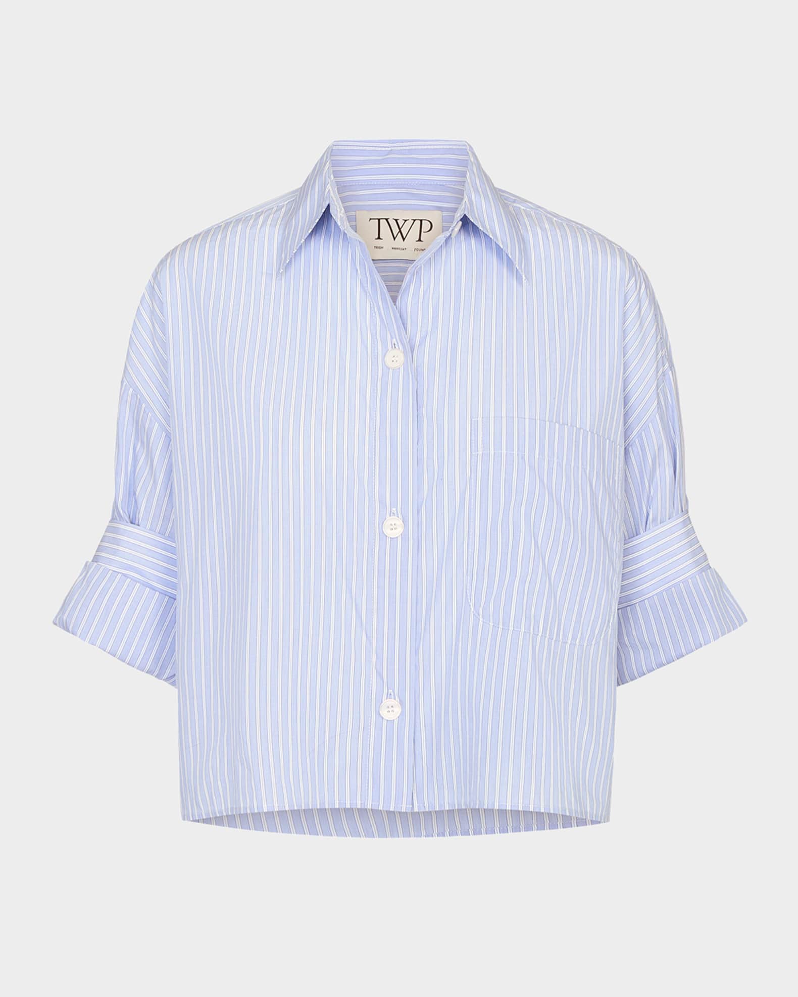 TWP Next Ex Striped Cropped Shirt | Neiman Marcus