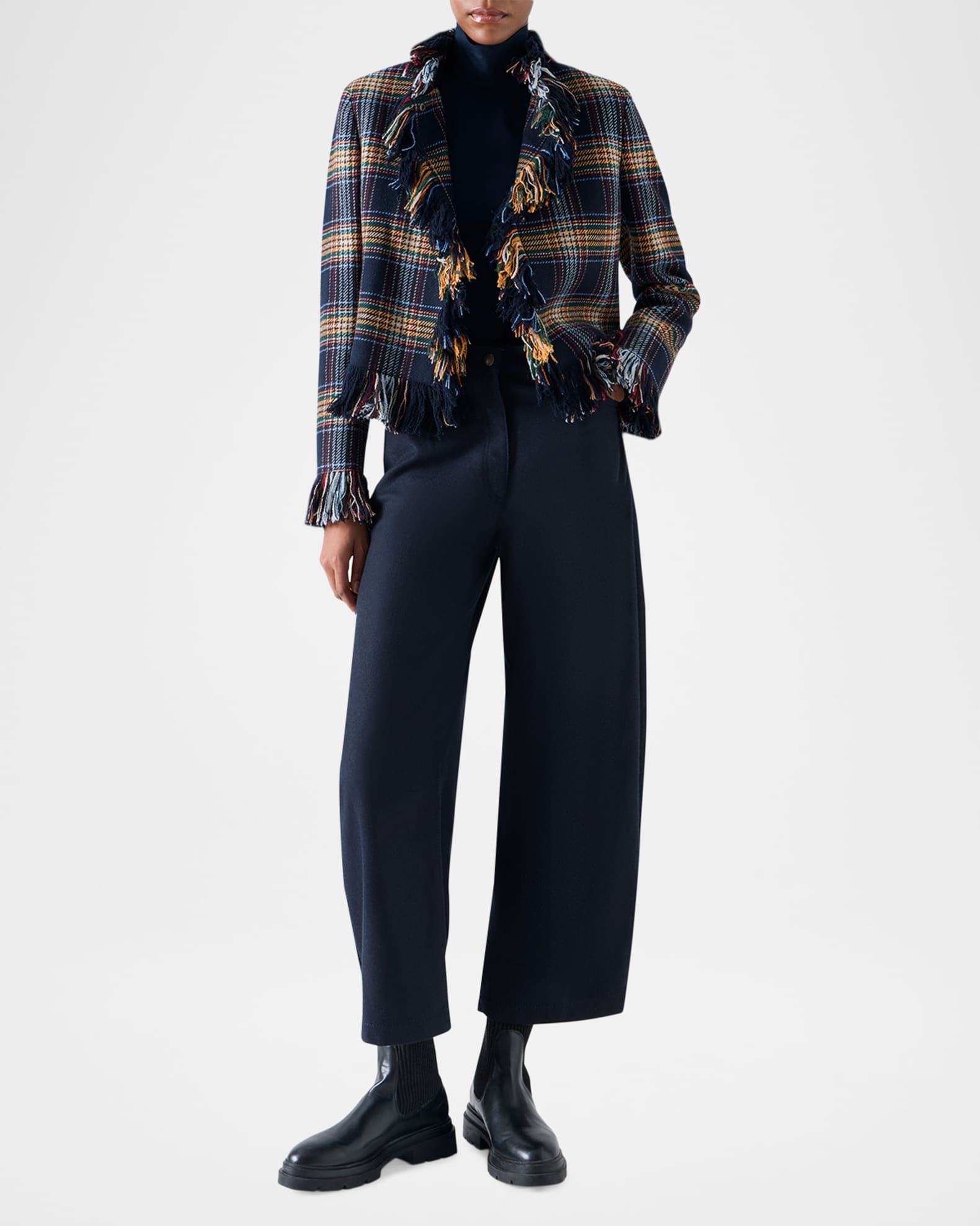 Akris punto Plaid Tweed Wool-Blend Jacket | Neiman Marcus