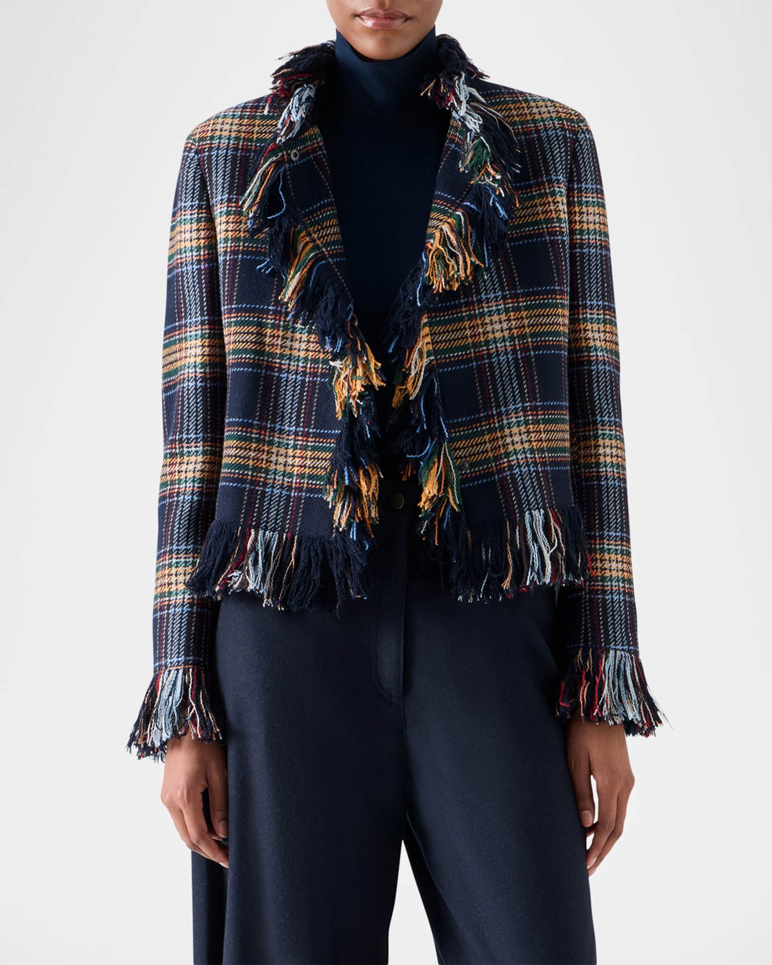 Akris punto Plaid Tweed Wool-Blend Jacket | Neiman Marcus