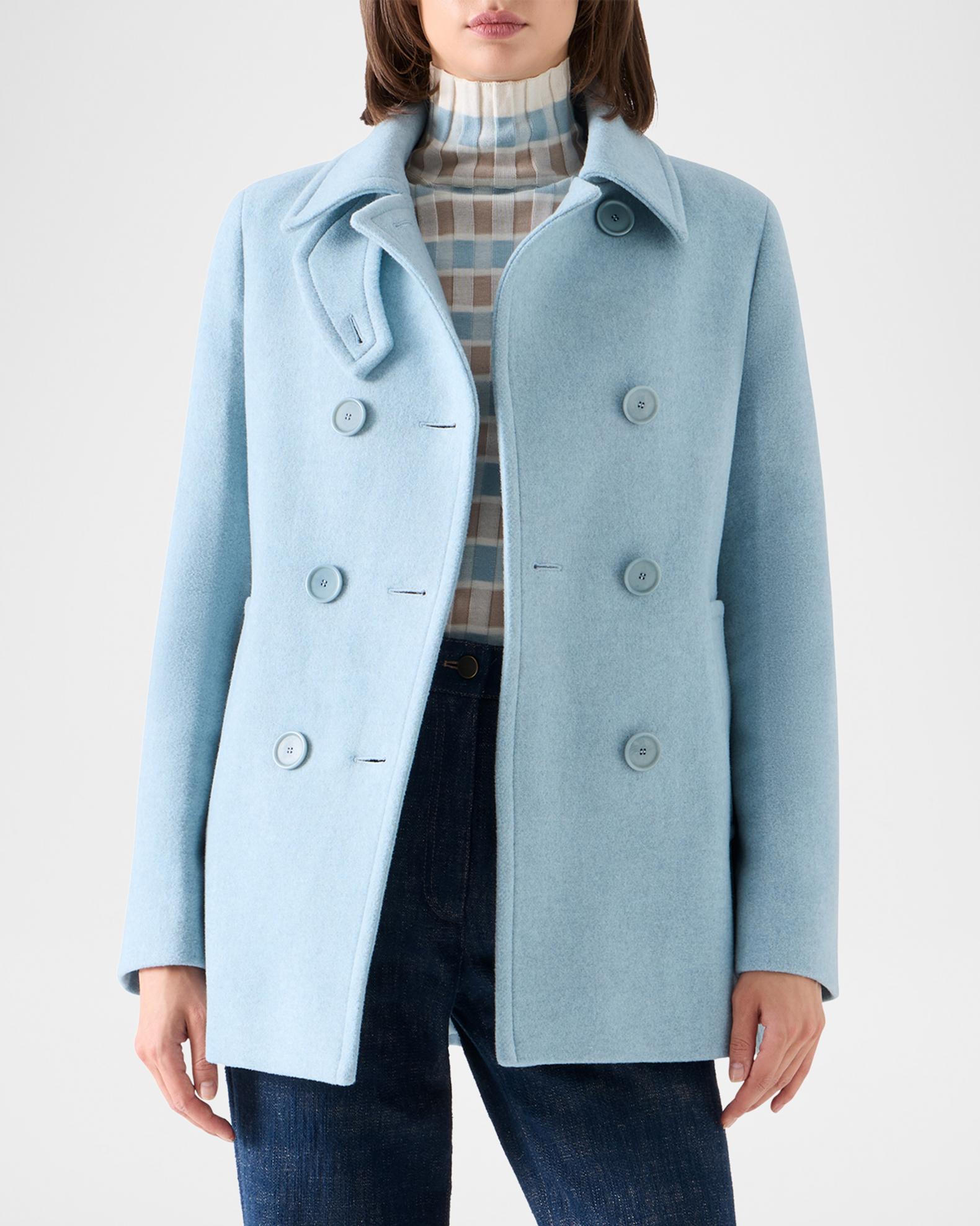 Akris punto Wool Double-Breasted Peacoat | Neiman Marcus
