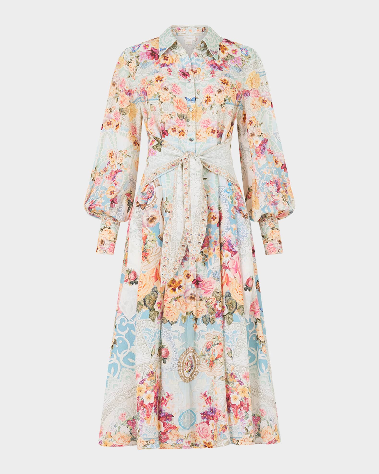 camilla shirt dress Camilla Printed Linen Waist Tie Shirt Dress Size S