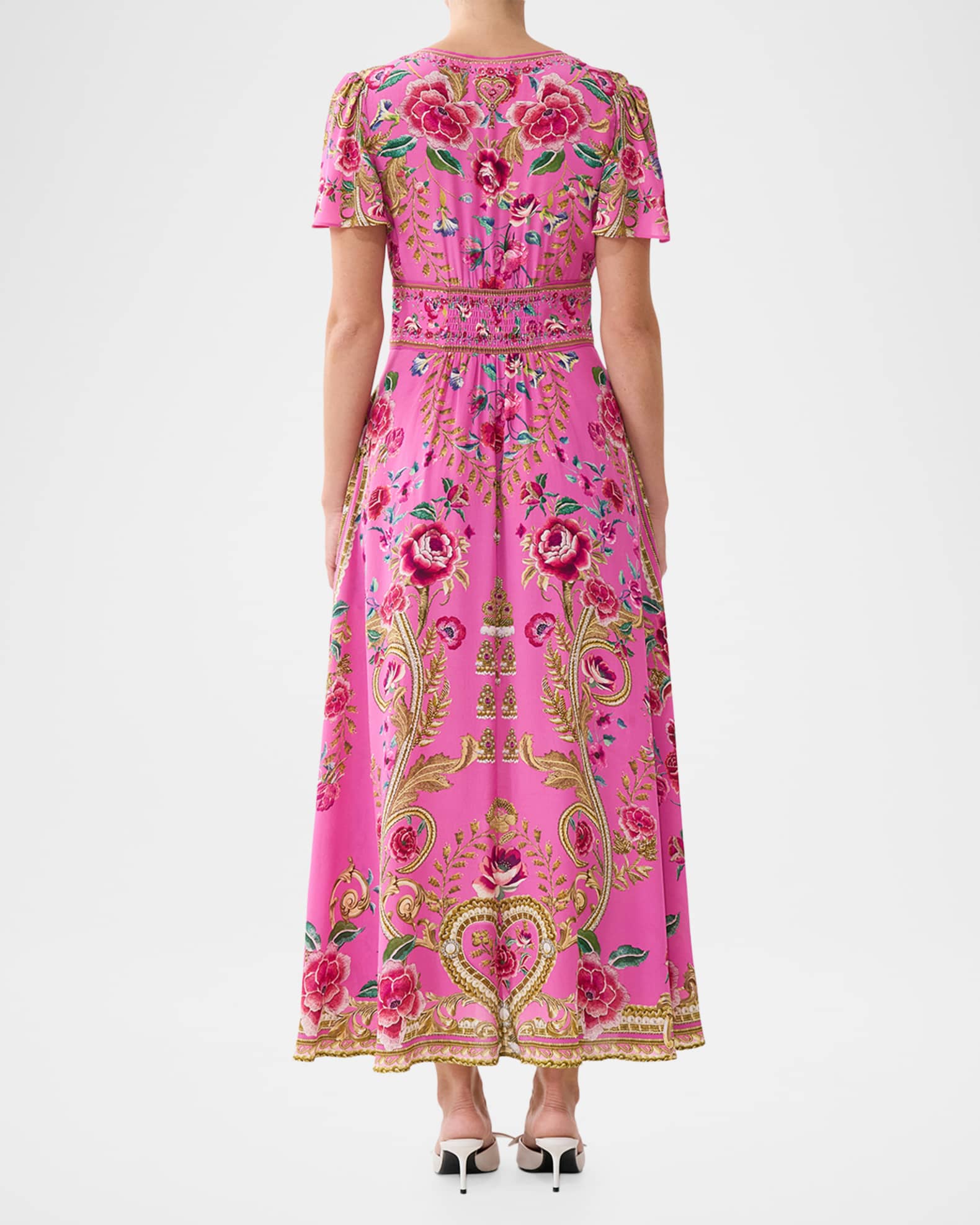 【na様】AuraFitPadded MaxiCamisoleDress Camilla Matadora Flora V-Neck Tie-Front Midi Dress | Neiman Marcus