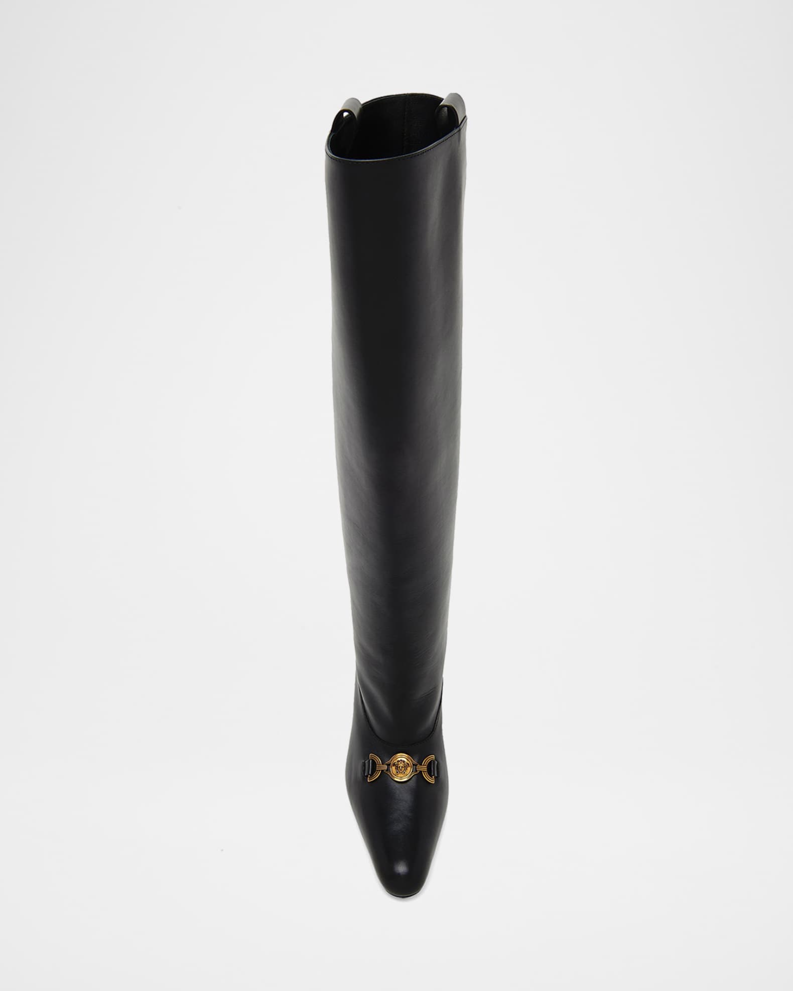 Versace 90mm La Medusa Leather Knee-High Boots | Neiman Marcus