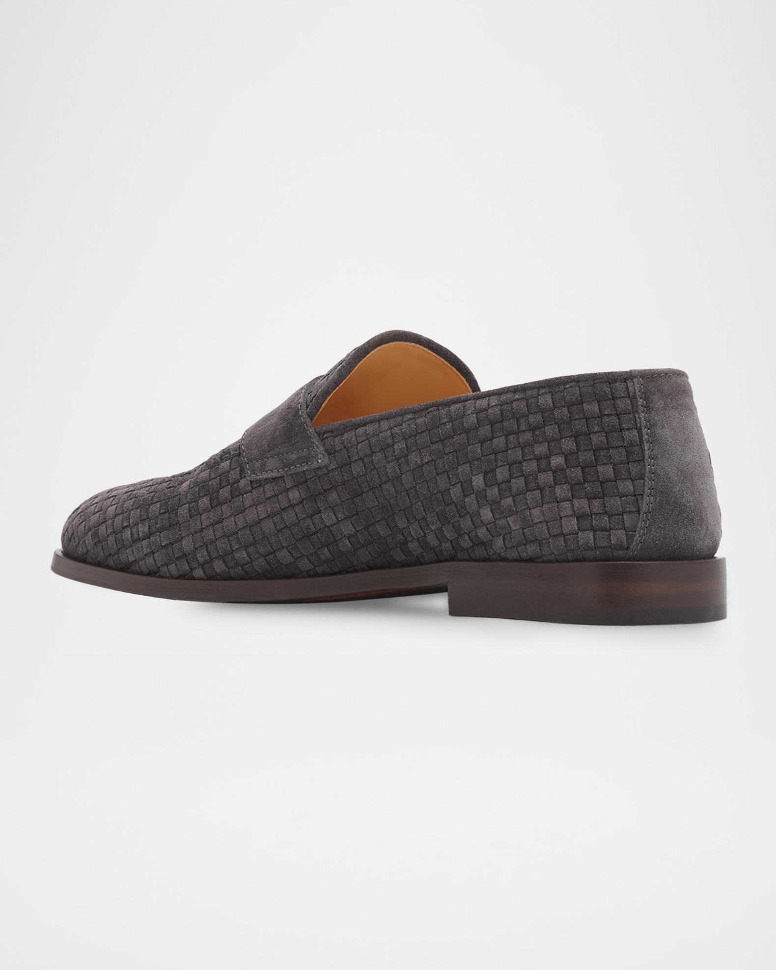 Brunello Cucinelli Men's Woven Suede Penny Loafers | Neiman Marcus