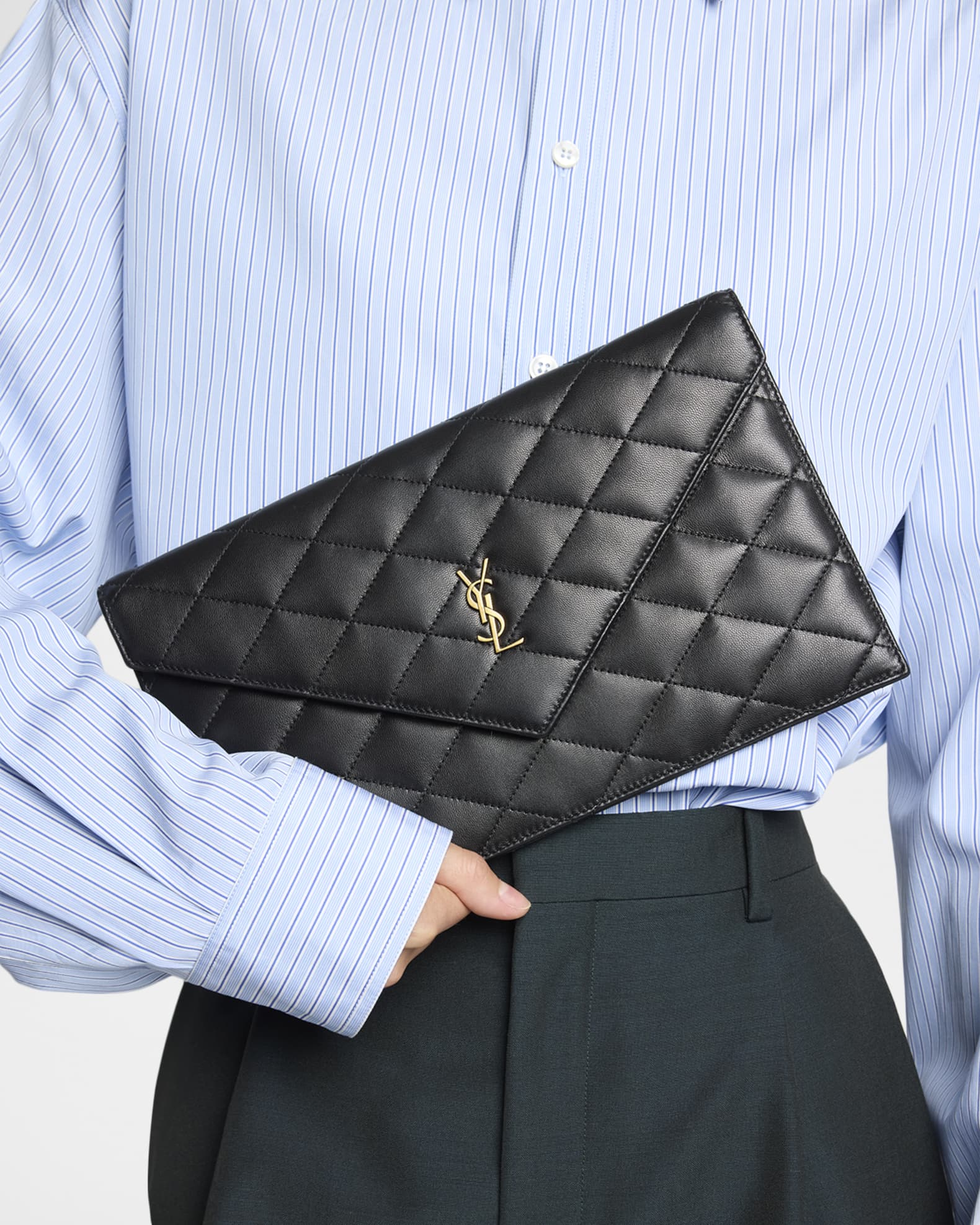 Saint Laurent Paris Pouch in Lambskin Leather | Neiman Marcus