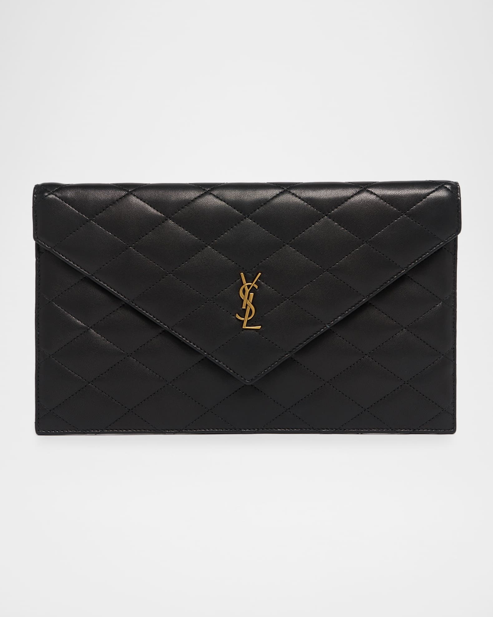 SAINT LAURENT Paris レザー ブラック ケース Saint Laurent Paris Pouch in Lambskin Leather | Neiman Marcus