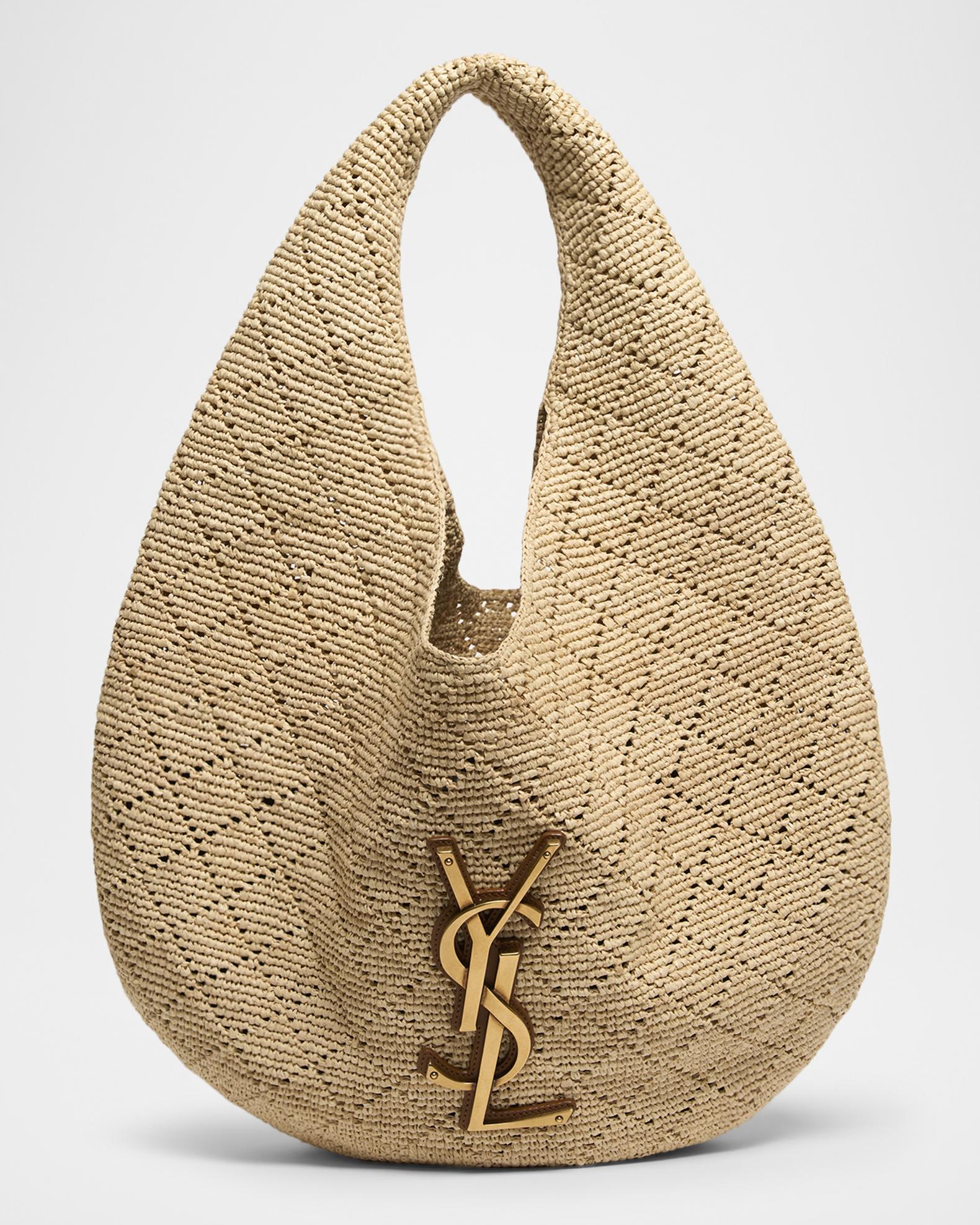 Saint Laurent Icare Hobo Bag in Raffia | Neiman Marcus