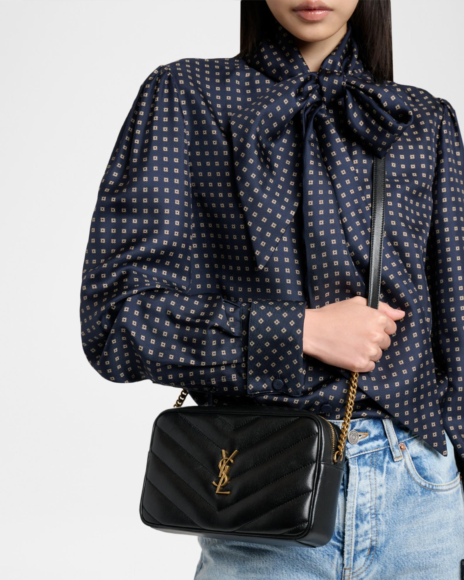 Saint Laurent LouLou YSL Chevron Quilted Crossbody Bag | Neiman Marcus