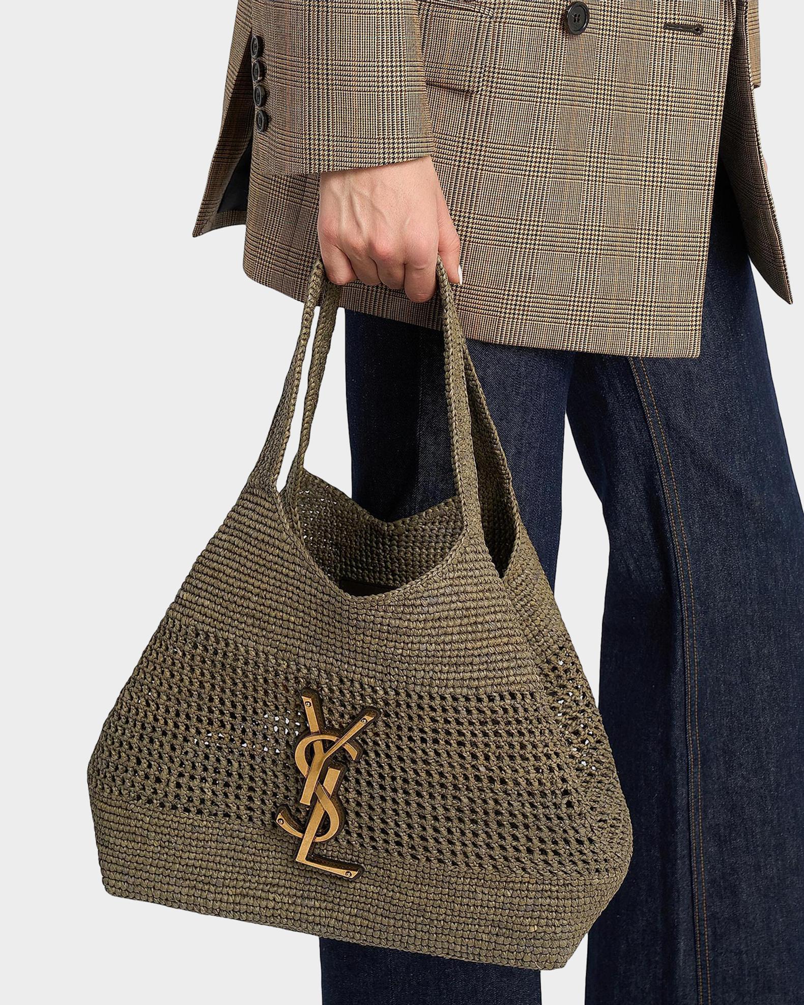 Saint Laurent Icare Medium Crochet Raffia Tote Bag | Neiman Marcus
