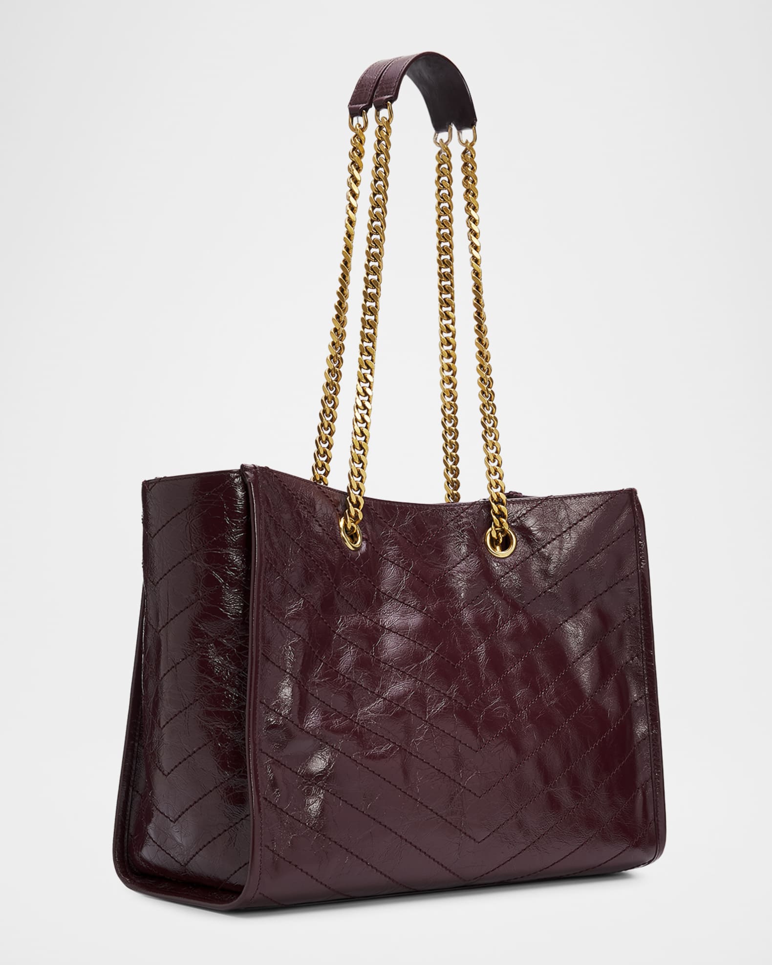 Saint Laurent Niki YSL Chevron Quilted Shopping Tote Bag | Neiman