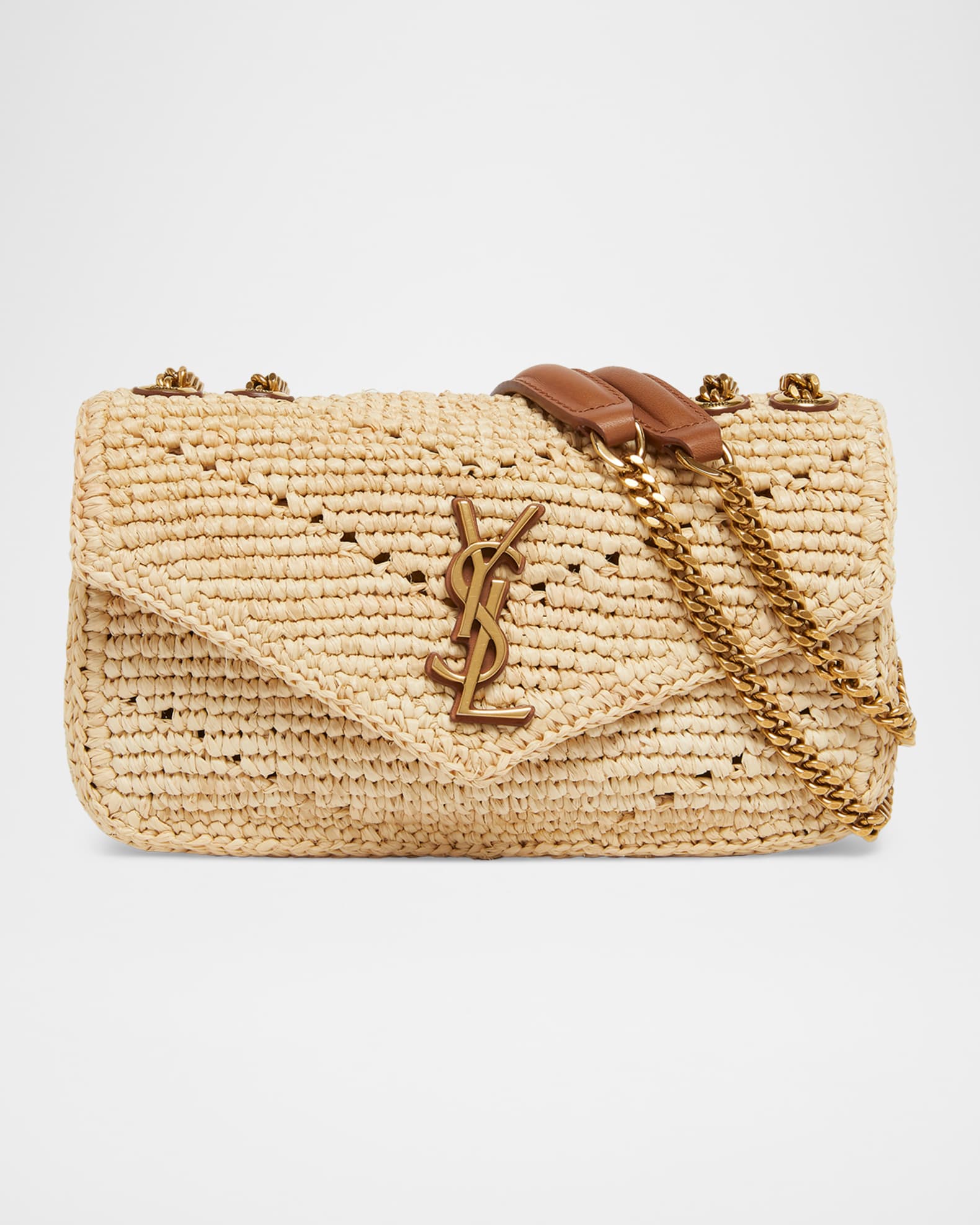 Saint Laurent Mini Loulou Shoulder Bag in Raffia | Neiman Marcus