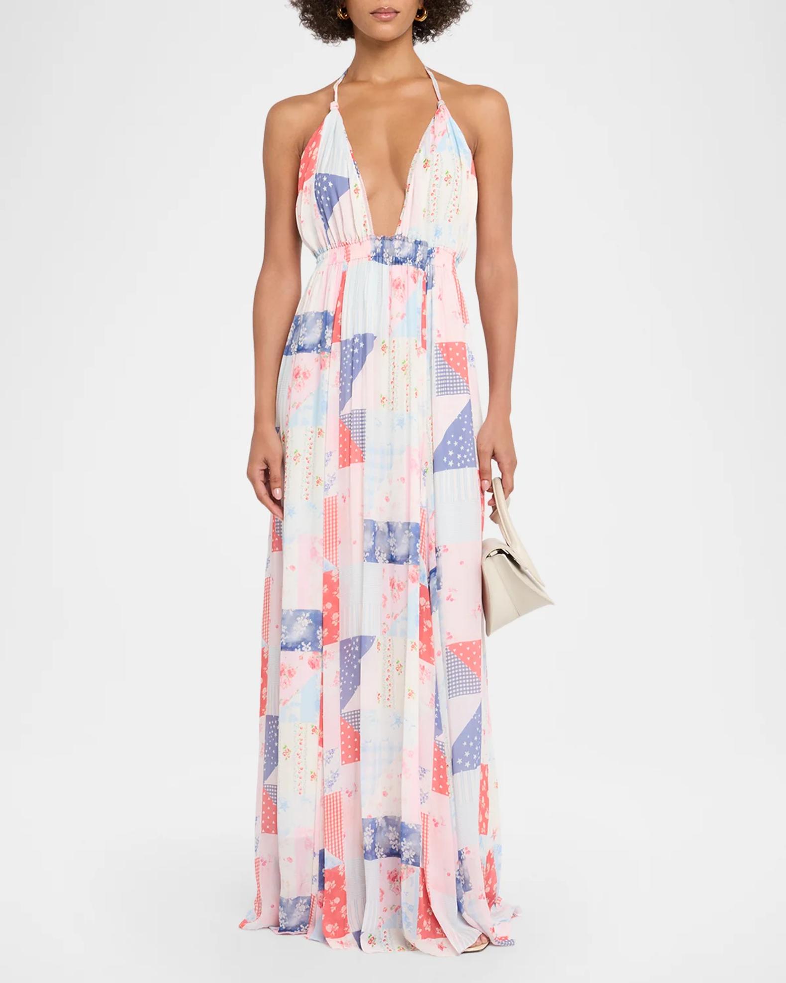 LoveShackFancy Fancy Patchwork Chiffon Maxi Dress | Neiman Marcus