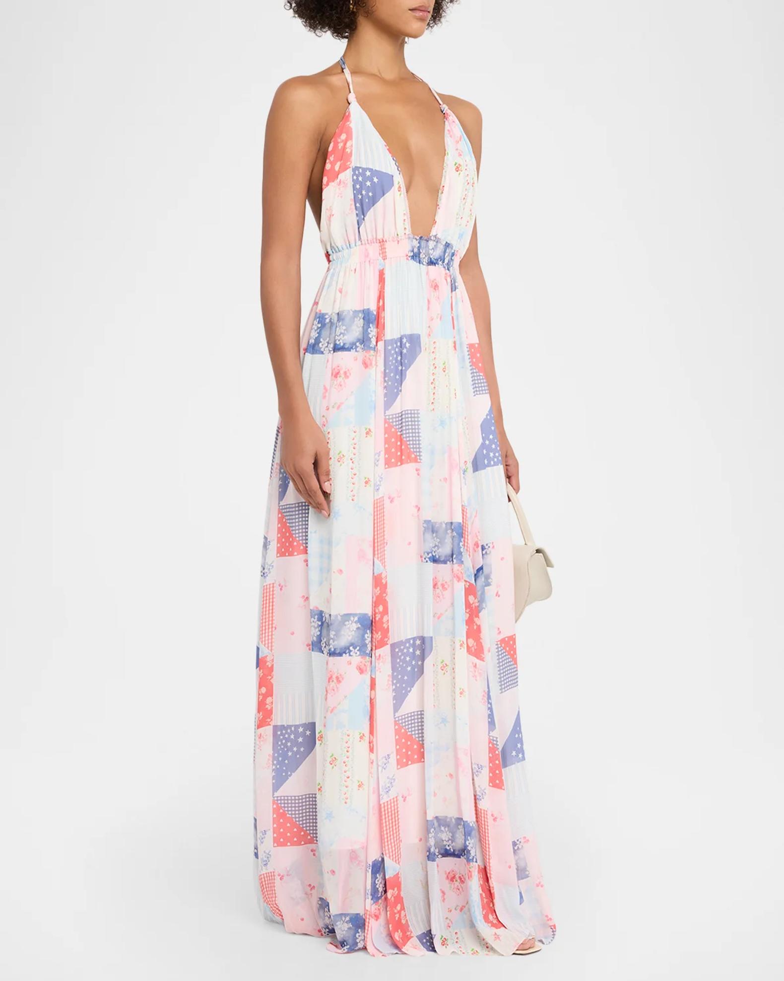 LoveShackFancy Fancy Patchwork Chiffon Maxi Dress | Neiman Marcus