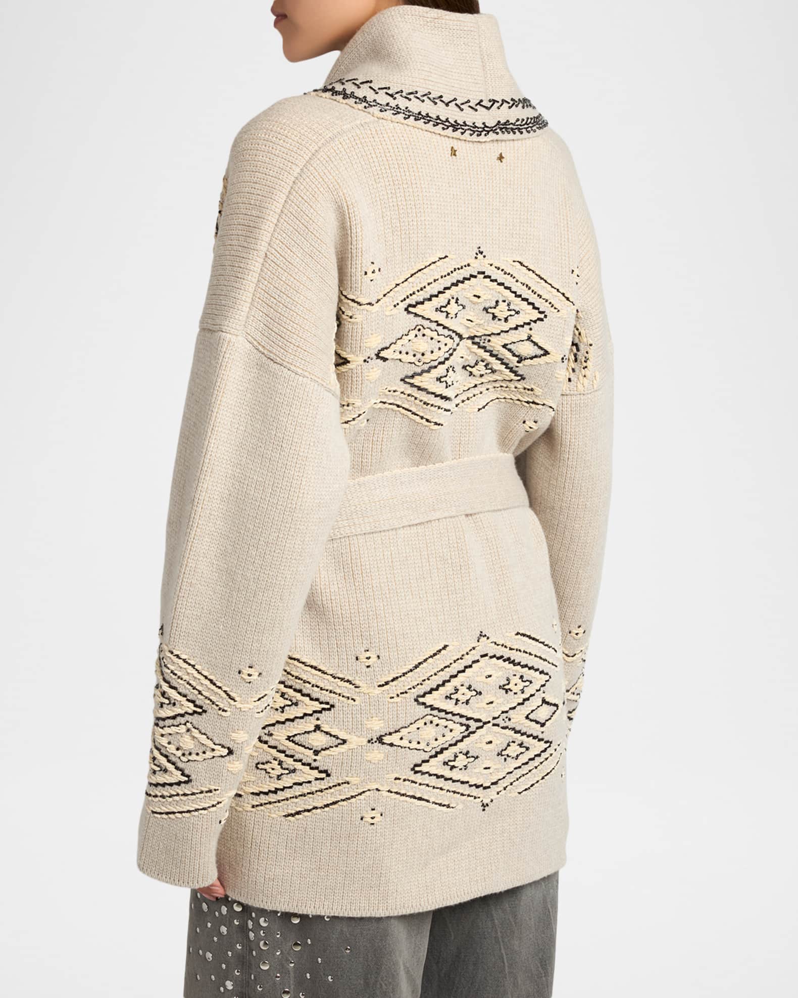 Golden Goose Journey Belted Jacquard Knit Cardigan | Neiman Marcus