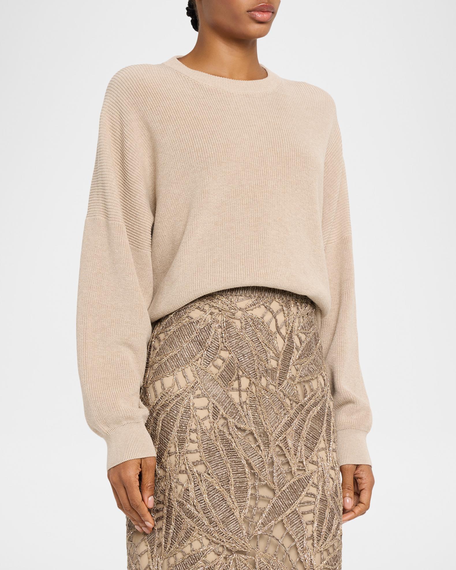 Brunello Cucinelli Ribbed Knit Cotton Sweater | Neiman Marcus