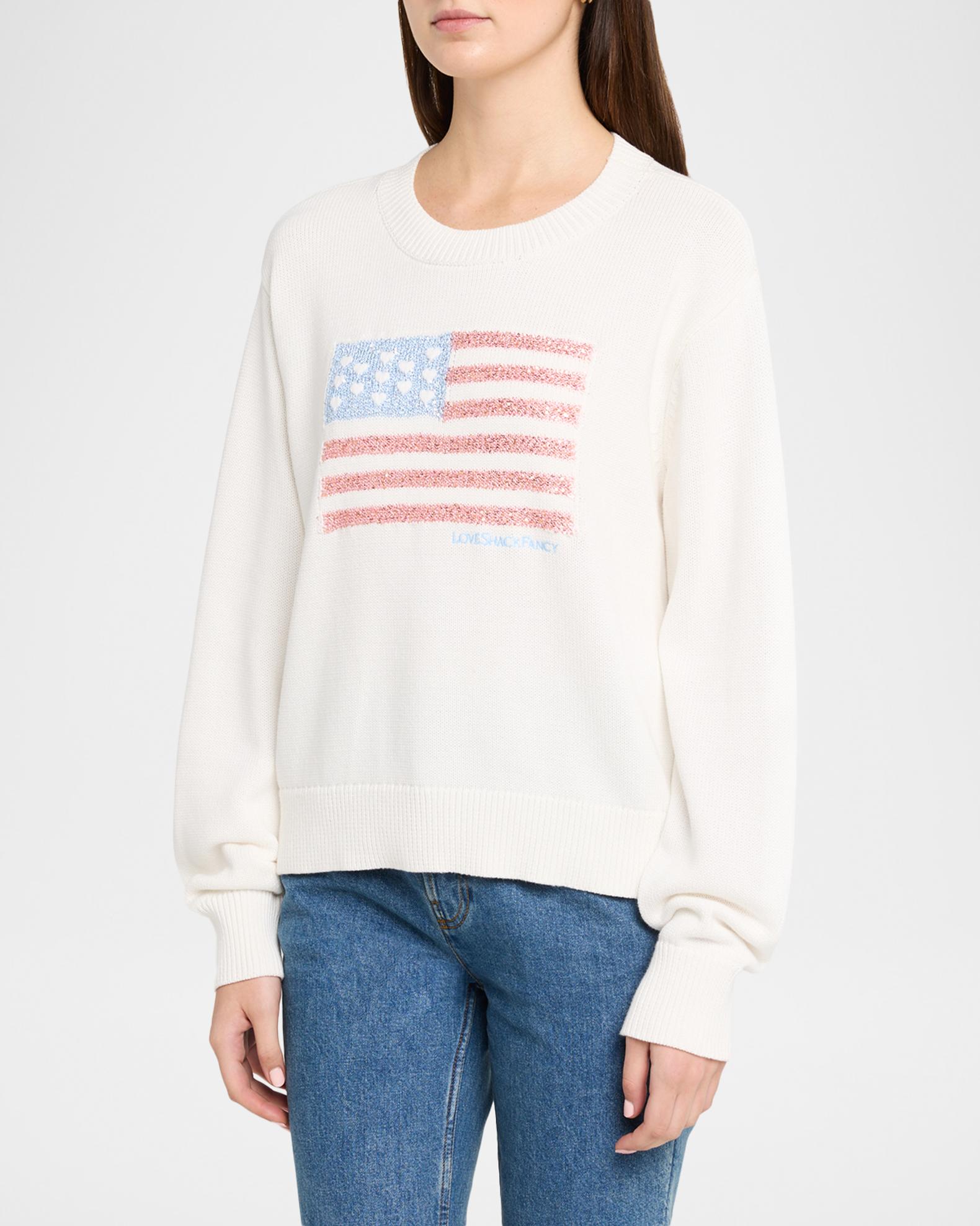 LoveShackFancy Ty Flag Cotton Pullover | Neiman Marcus