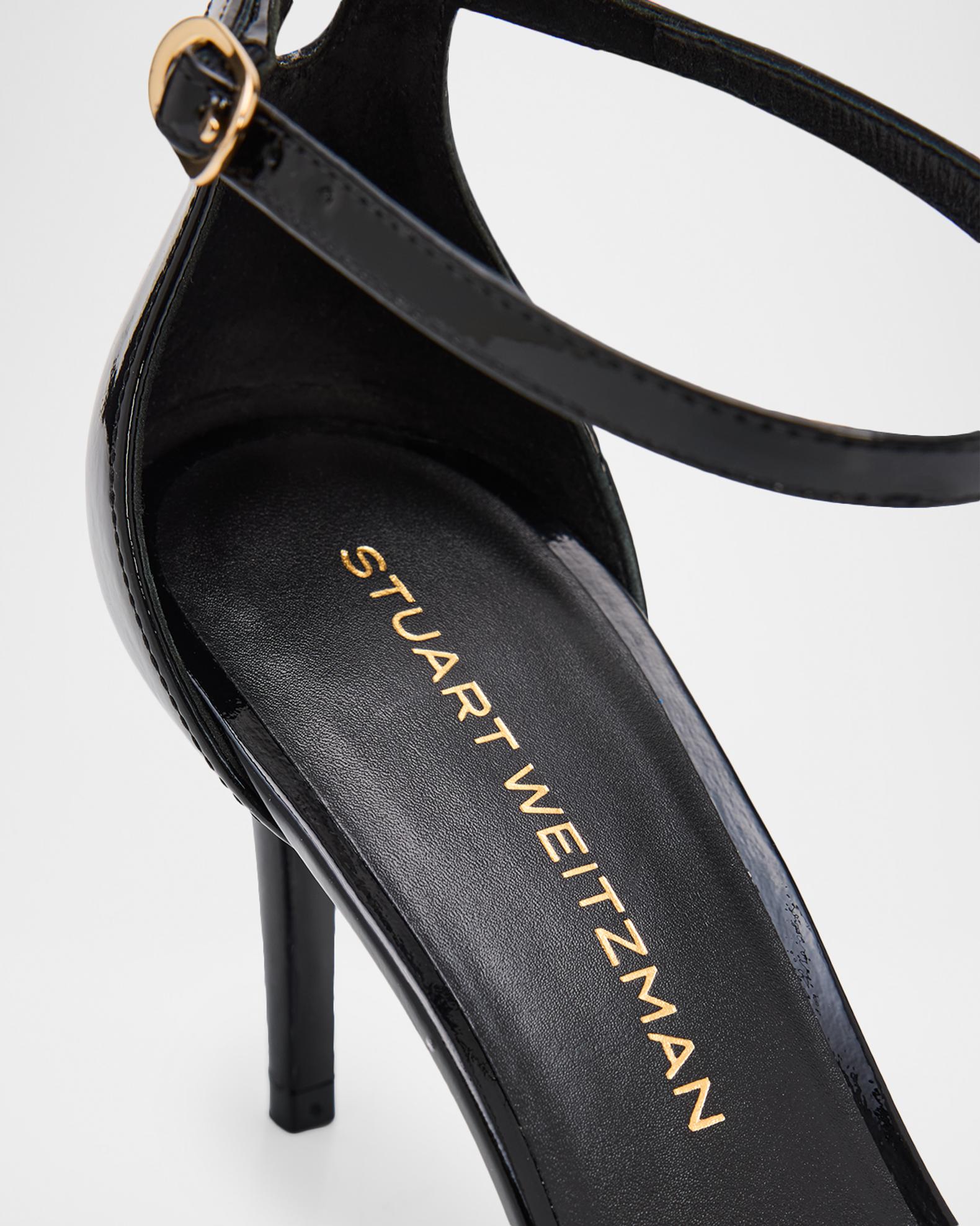 Stuart Weitzman 75mm Nudist II Patent Leather Sandals | Neiman Marcus